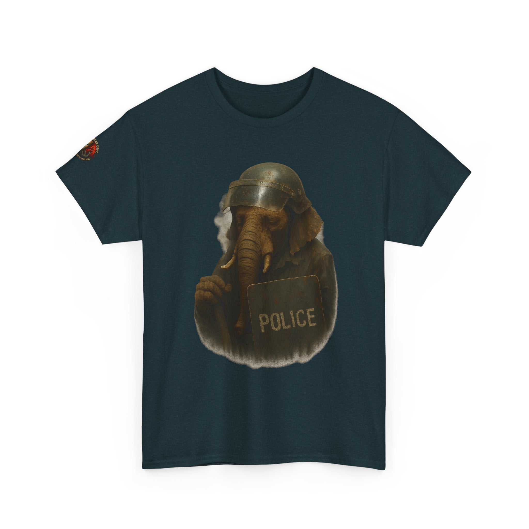 Police Elephant Graphic Tee, Funny Animal T-Shirt, Unisex Cotton Tee, Gift for Animal Lovers, Quirky Statement Shirt