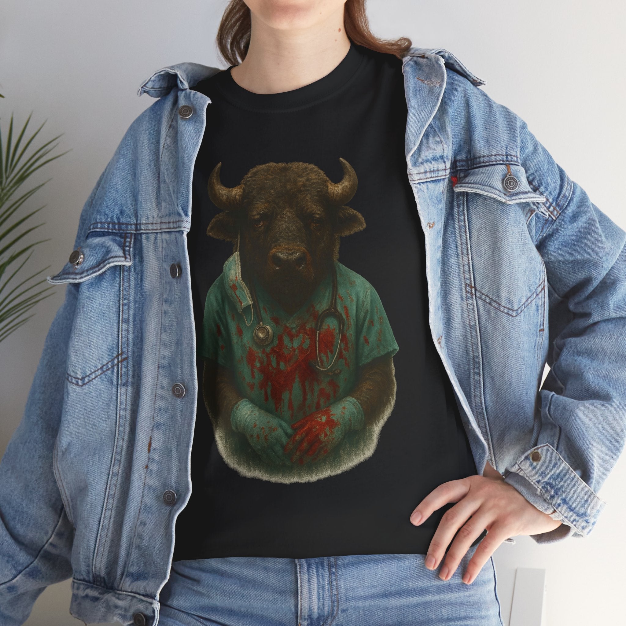 Artistic Graphic Tee, Bull T-Shirt, Unique Animal Design Shirt, Casual Wear, Gift for Animal Lovers