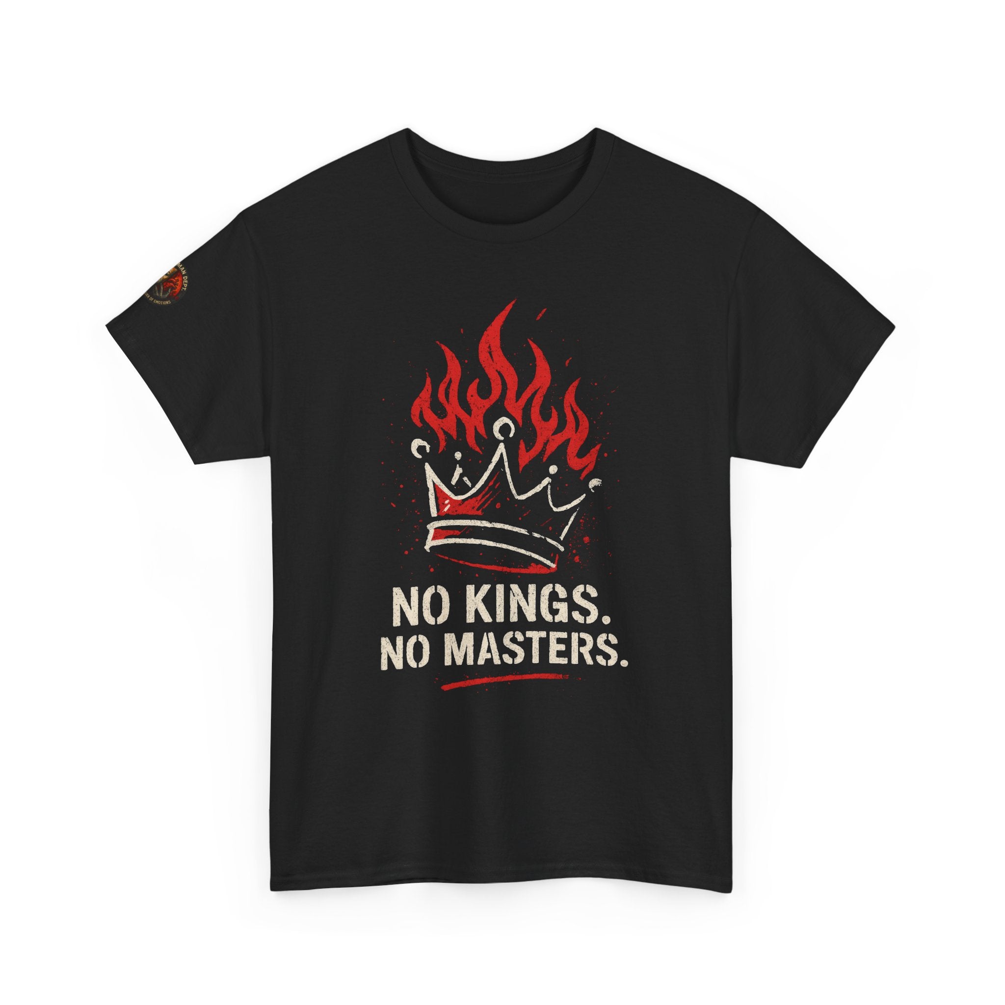 Unisex Heavy Cotton Tee with 'No Kings, No Masters' Design