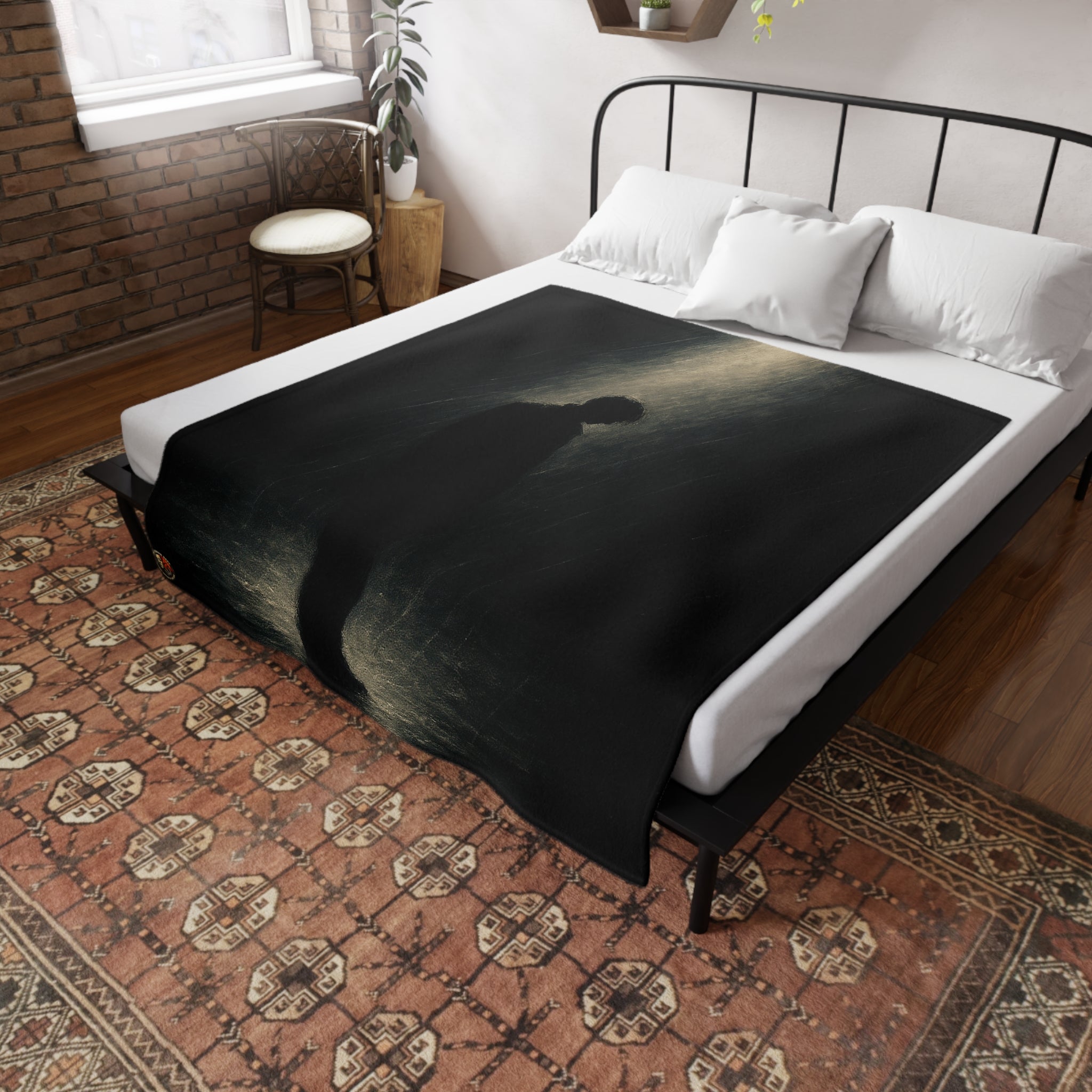 Moody Plush Fleece Blanket, Cozy Throw, Artistic Home Decor, Soft Gift for Him, Meditation Space Accessory, Rainy Day Comfort