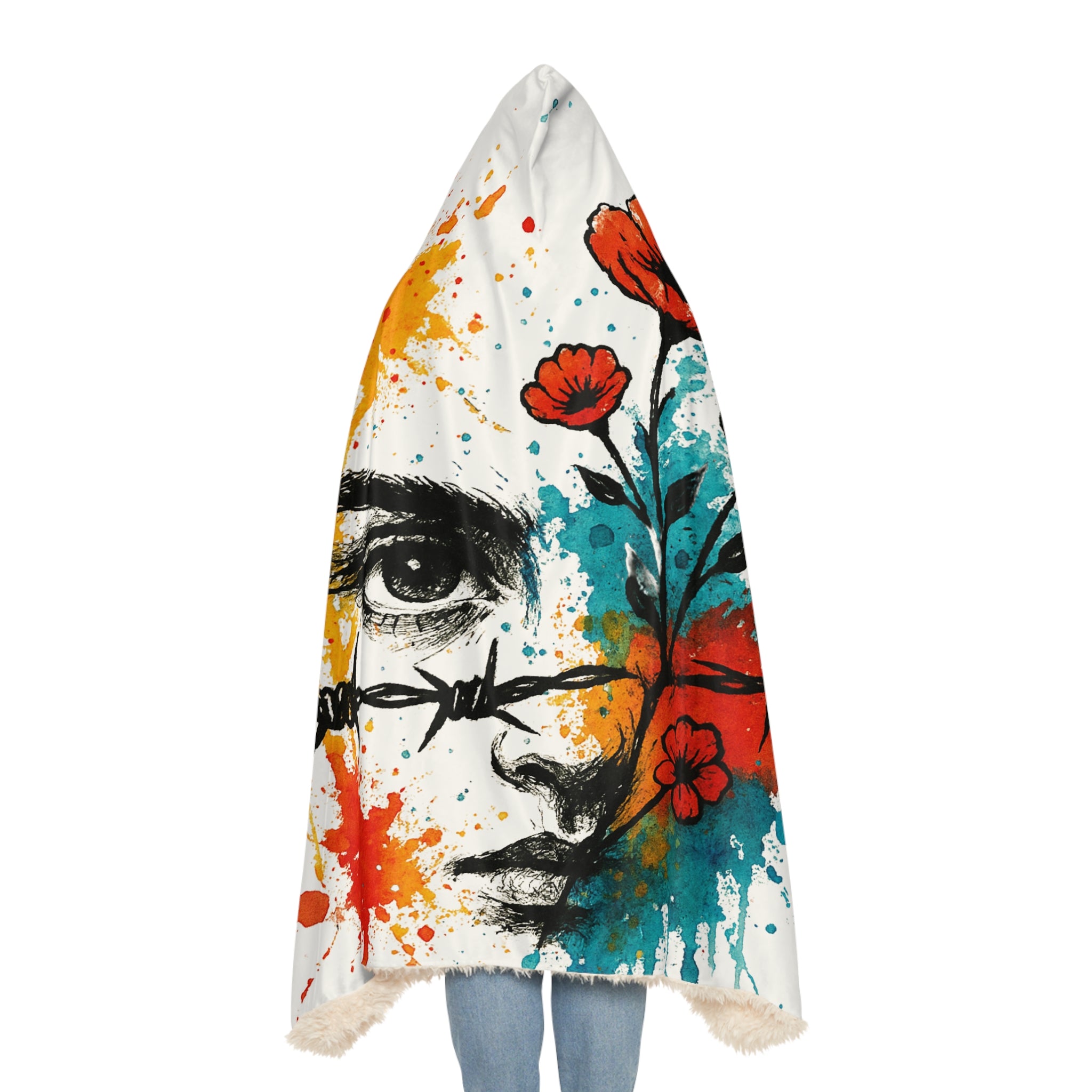 Vibrant Art Hoodie Blanket, Cozy Gift, Home Decor, Comfort Blanket, Warm Throw, Unique Artwork, Gift for Her