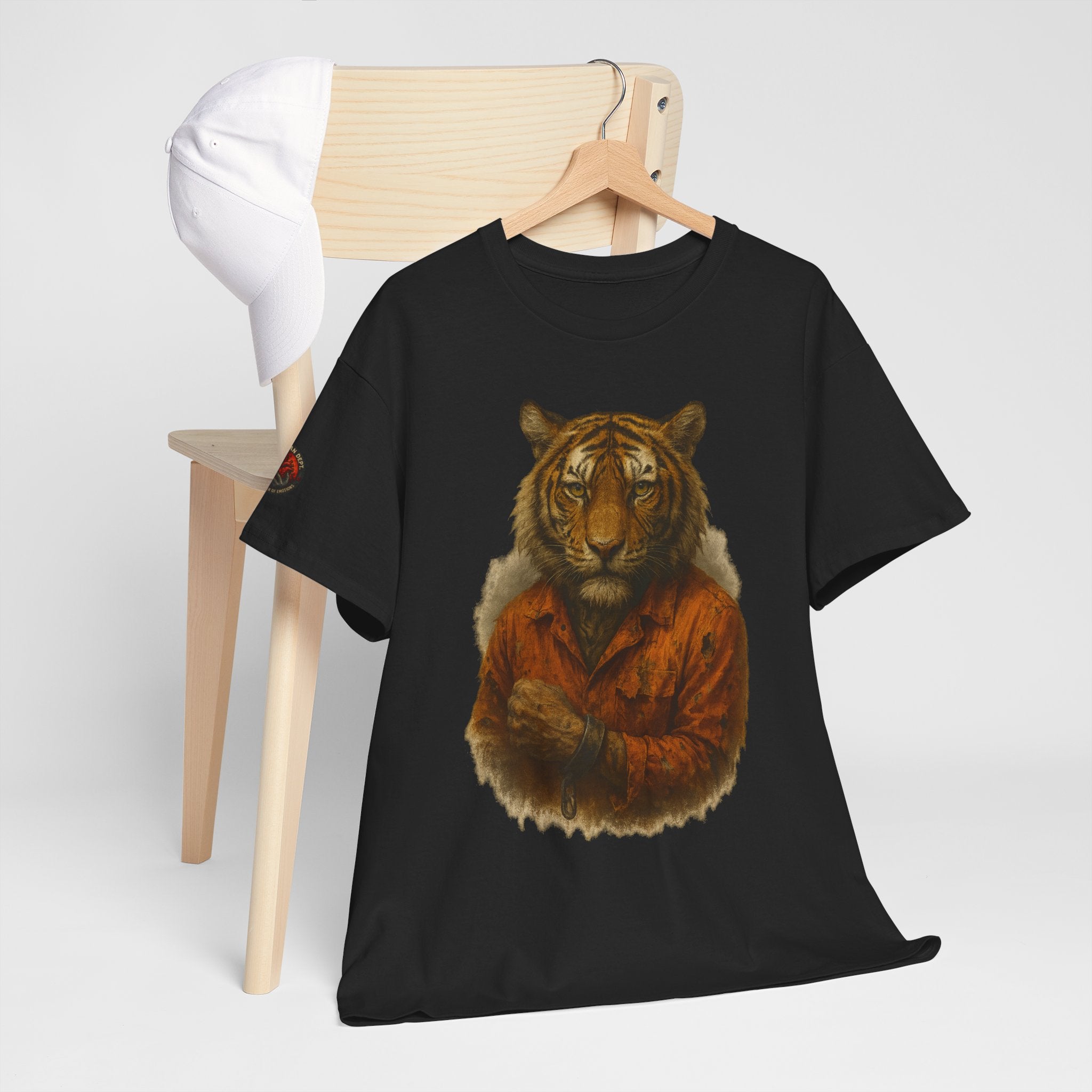 Tiger Character Unisex Heavy Cotton Tee, Casual Tee, Animal Lover Shirt, Unique Gift, Wildlife Art Tee