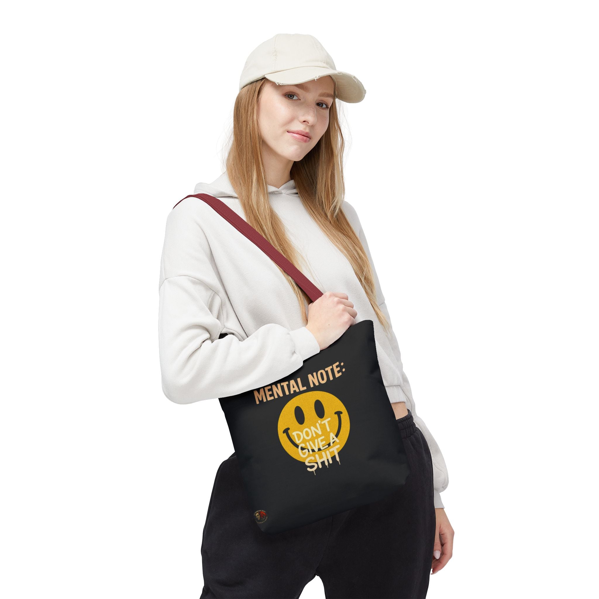 Smiley Face Tote Bag, Motivational Bag, Eco-Friendly Shopper, Gift for Friends, Everyday Use, Mental Note Design