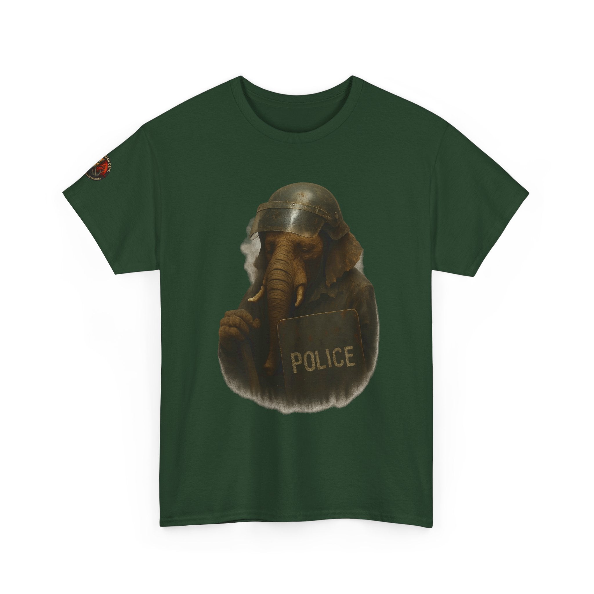 Police Elephant Graphic Tee, Funny Animal T-Shirt, Unisex Cotton Tee, Gift for Animal Lovers, Quirky Statement Shirt