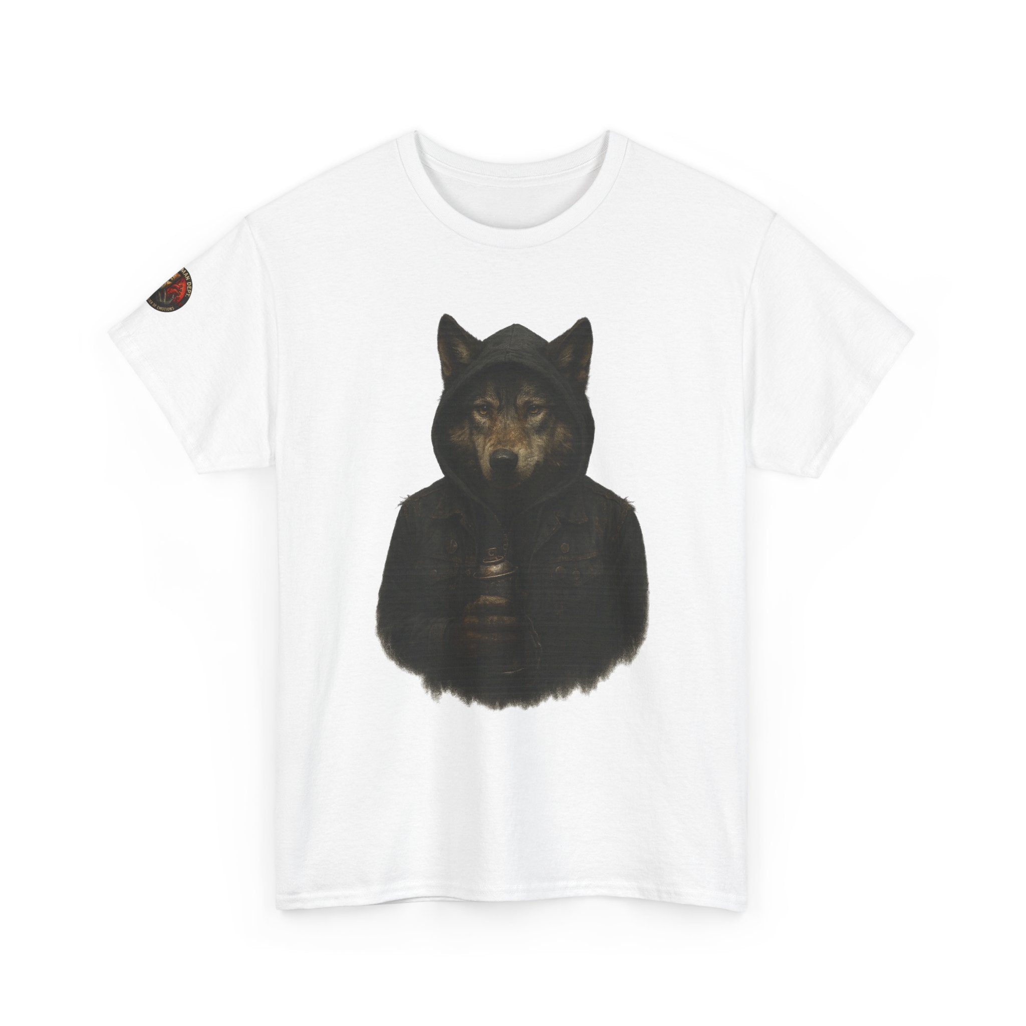 Mystical Wolf Unisex Heavy Cotton Tee, Casual Tee, Gift for Animal Lovers, Halloween Apparel, Goth Style Shirt