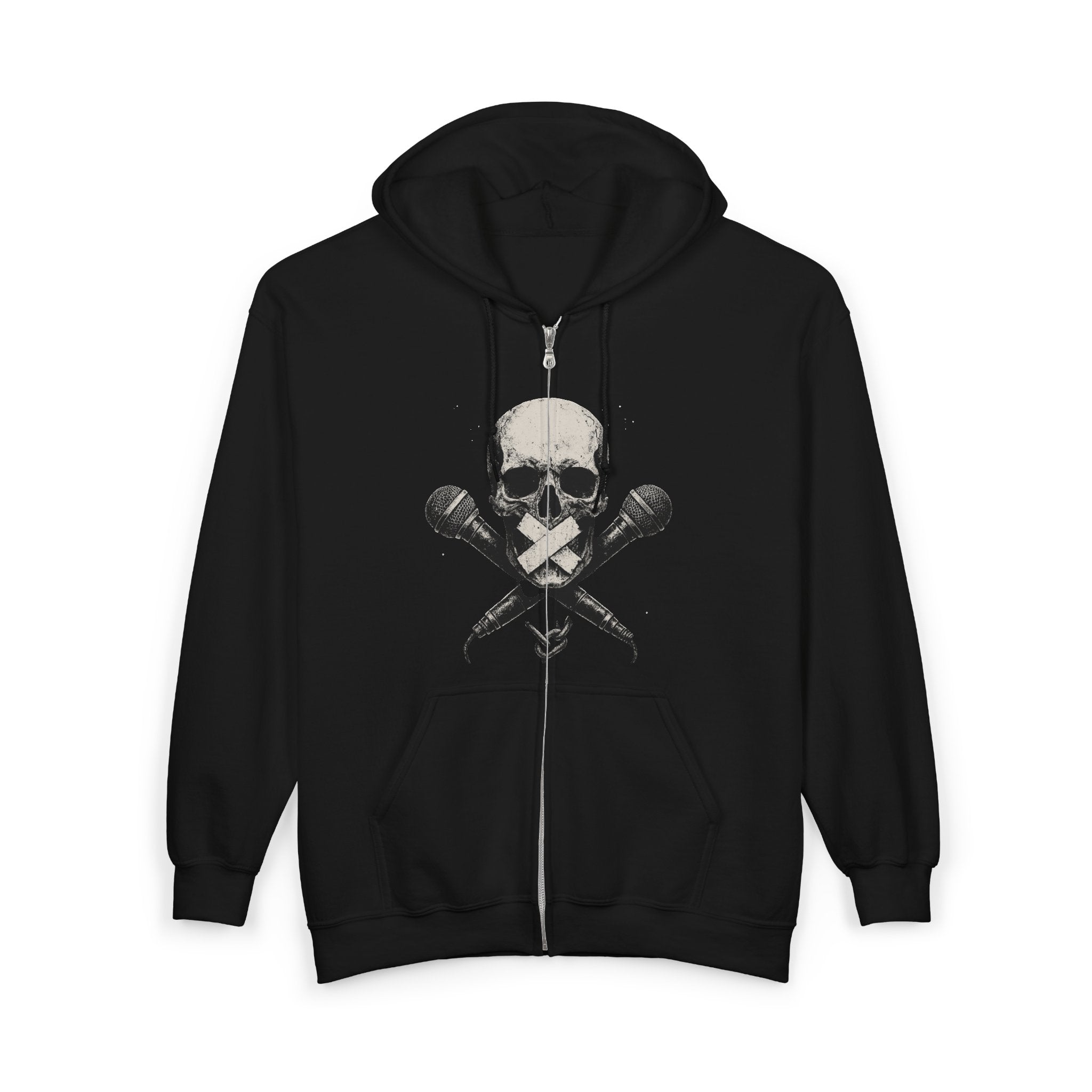 Skull & Microphone Censorship Zip-Up Hoodie