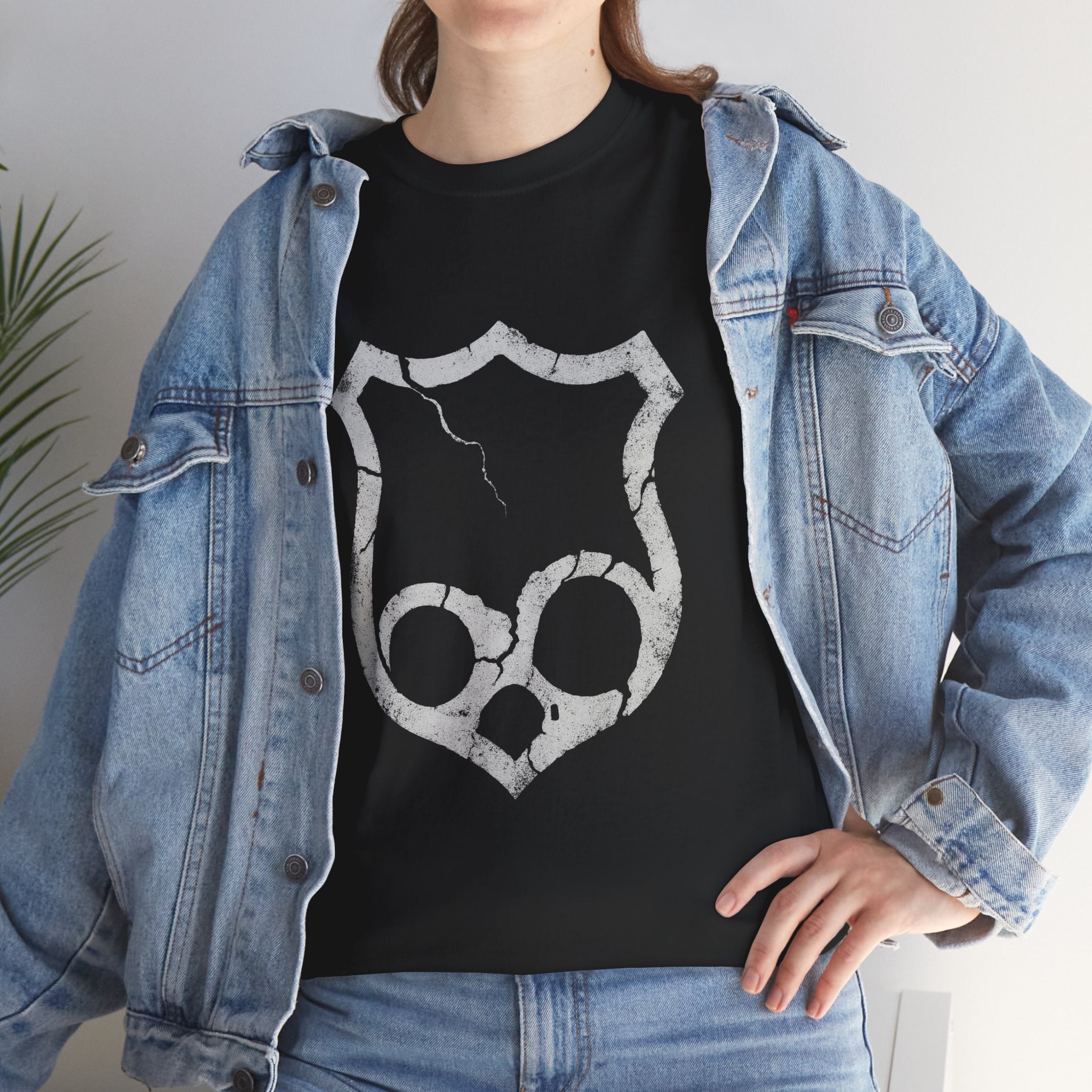 Cracked Shield Graphic Tee - Unisex Heavy Cotton T-Shirt