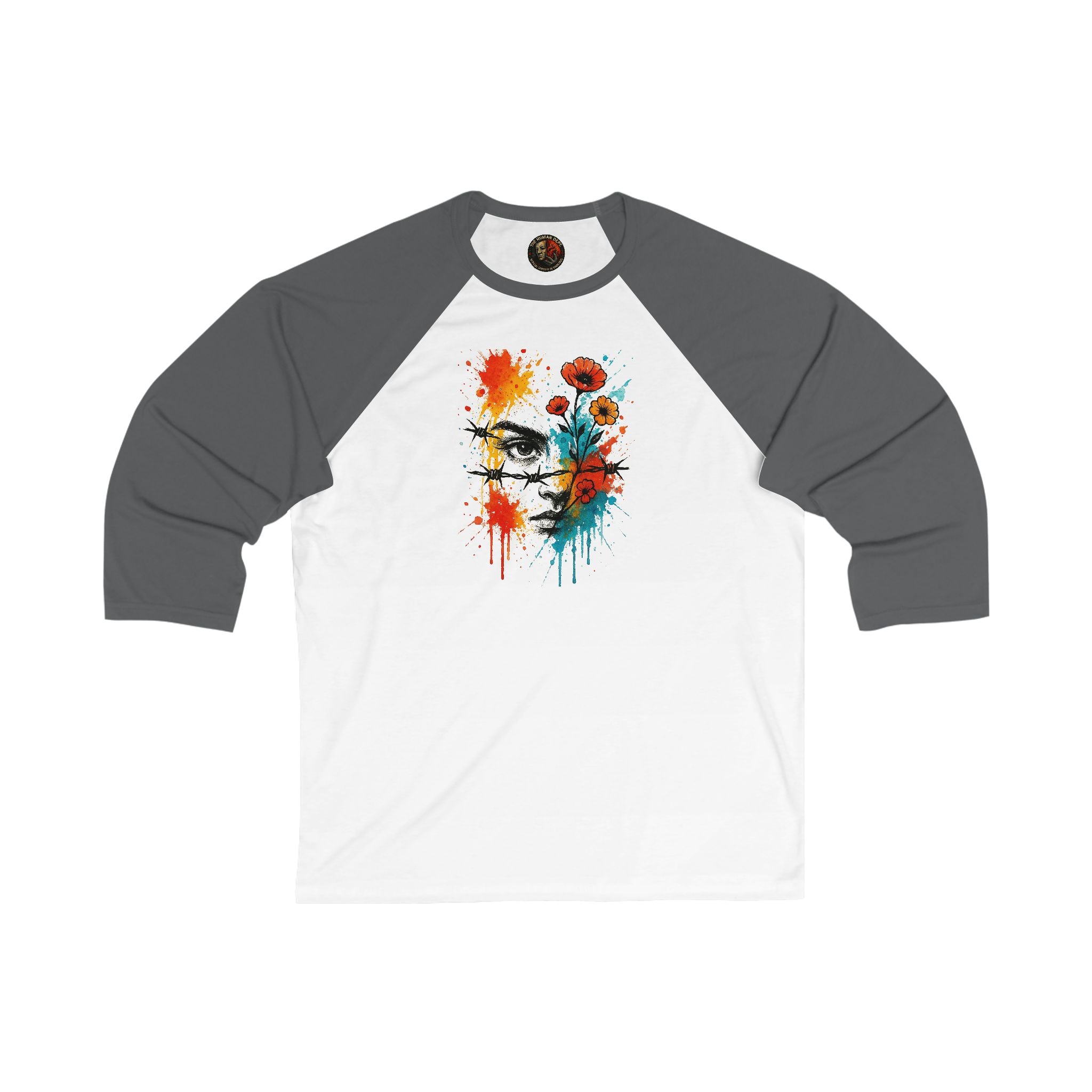 Colorful Artistic Baseball Tee, Unisex 3/4 Sleeve Shirt, Casual Wear, Gift for Art Lovers, Festival Fashion