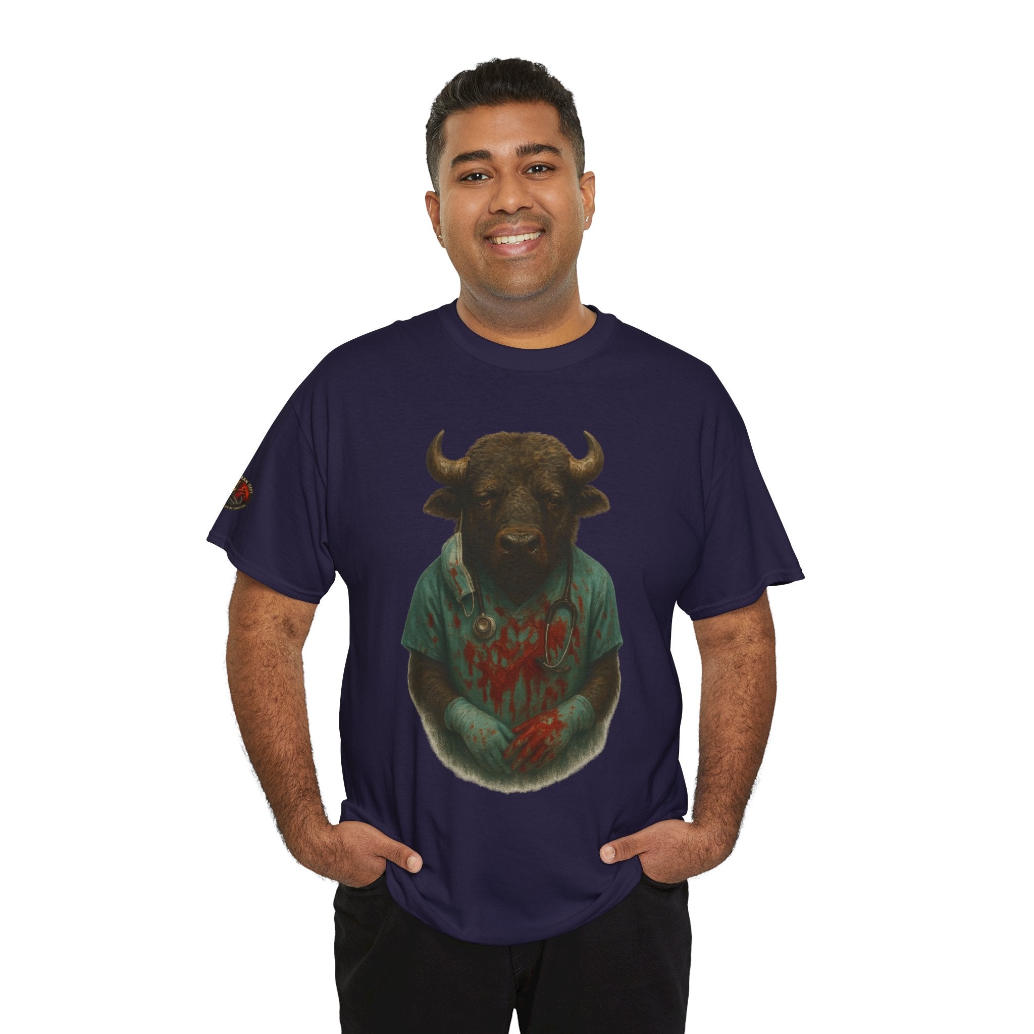 Artistic Graphic Tee, Bull T-Shirt, Unique Animal Design Shirt, Casual Wear, Gift for Animal Lovers