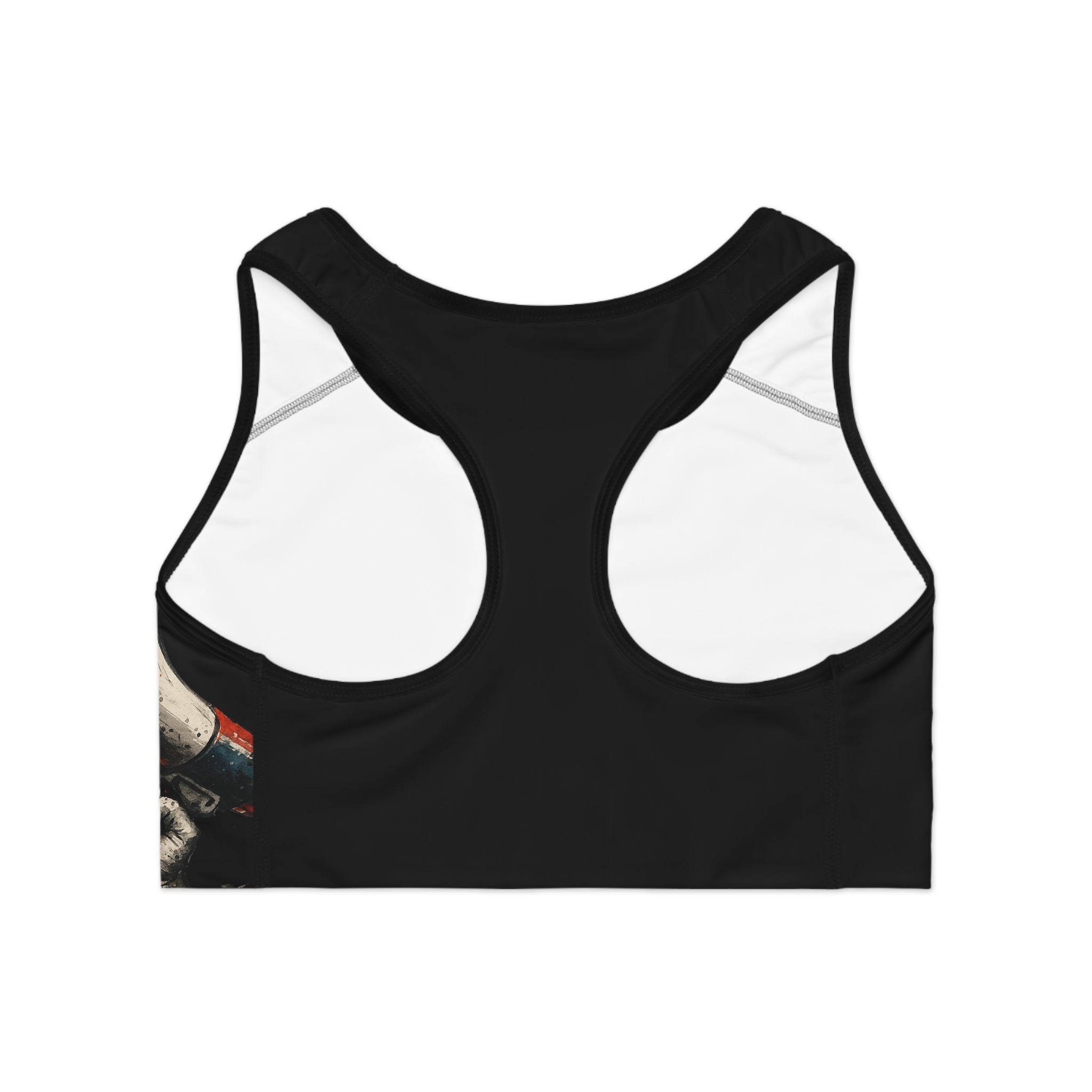 Colorful Skull Print Sports Bra, AOP Activewear, Gym Top, Workout Gear, Fitness Apparel, Unique Athletic Wear