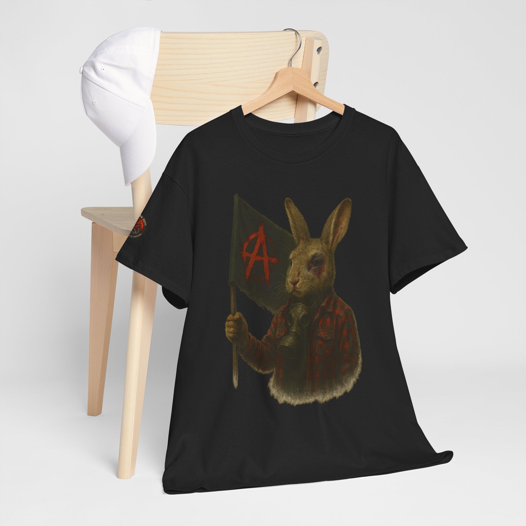 Rebellious Rabbit Art Tee, Cool Graphic Tee, Animal Lover Gift, Unisex Casual Shirt, Edgy Fashion Tee, Quirky Gift Idea