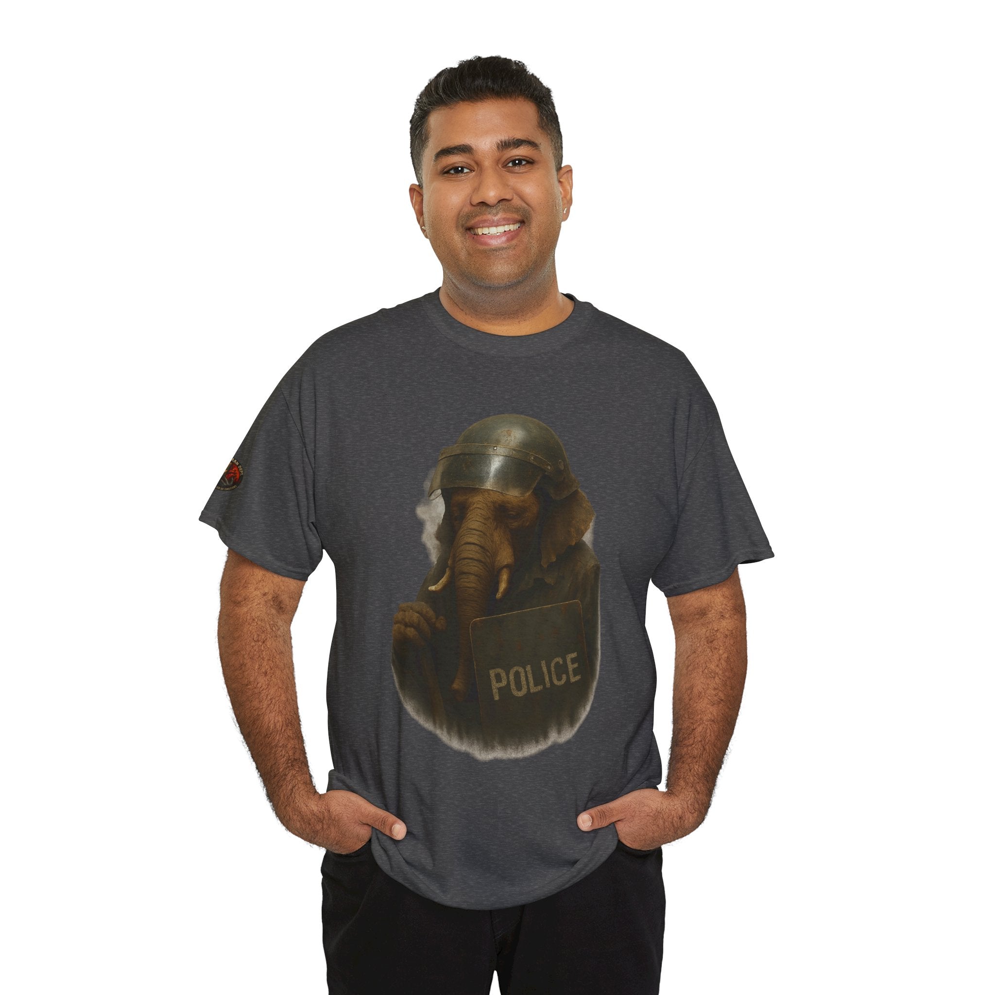 Police Elephant Graphic Tee, Funny Animal T-Shirt, Unisex Cotton Tee, Gift for Animal Lovers, Quirky Statement Shirt
