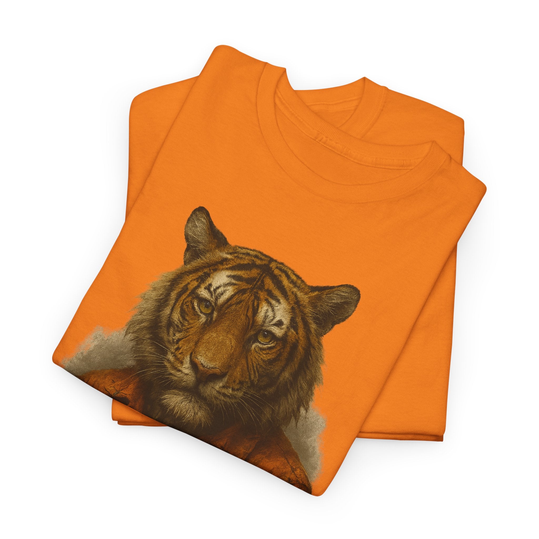 Tiger Character Unisex Heavy Cotton Tee, Casual Tee, Animal Lover Shirt, Unique Gift, Wildlife Art Tee