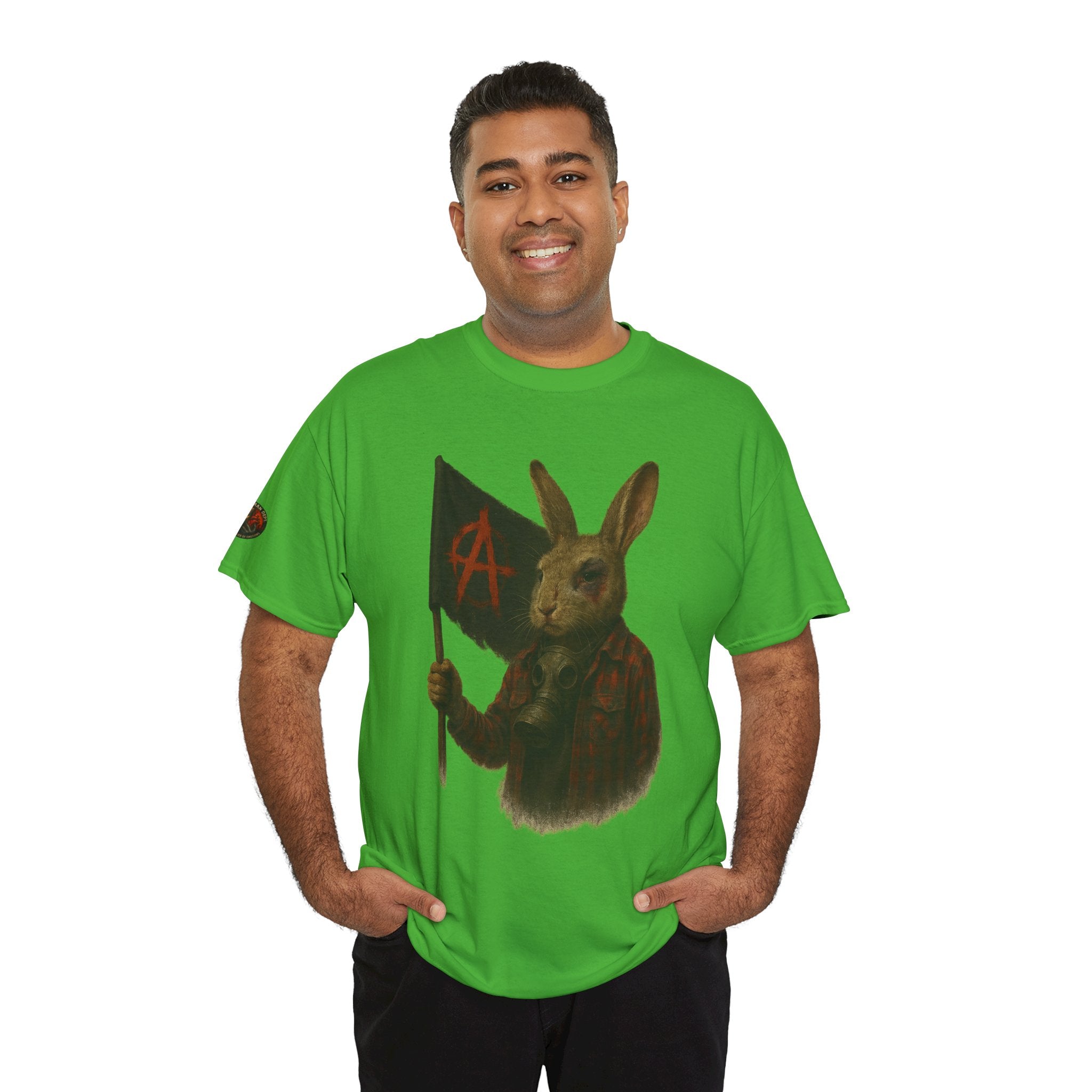 Rebellious Rabbit Art Tee, Cool Graphic Tee, Animal Lover Gift, Unisex Casual Shirt, Edgy Fashion Tee, Quirky Gift Idea