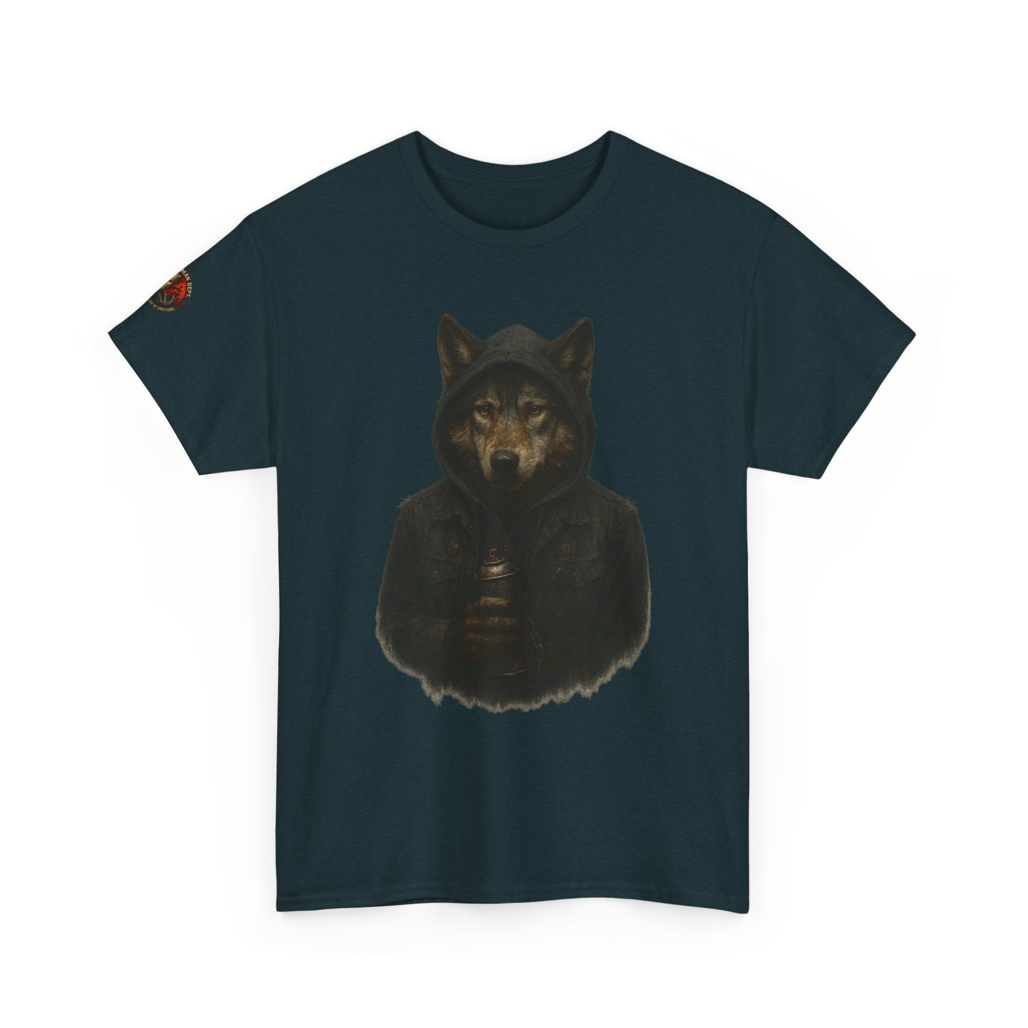 Mystical Wolf Unisex Heavy Cotton Tee, Casual Tee, Gift for Animal Lovers, Halloween Apparel, Goth Style Shirt