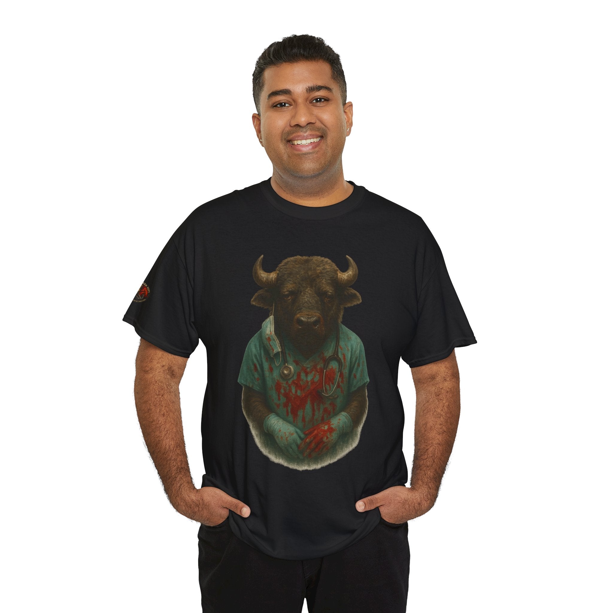 Artistic Graphic Tee, Bull T-Shirt, Unique Animal Design Shirt, Casual Wear, Gift for Animal Lovers