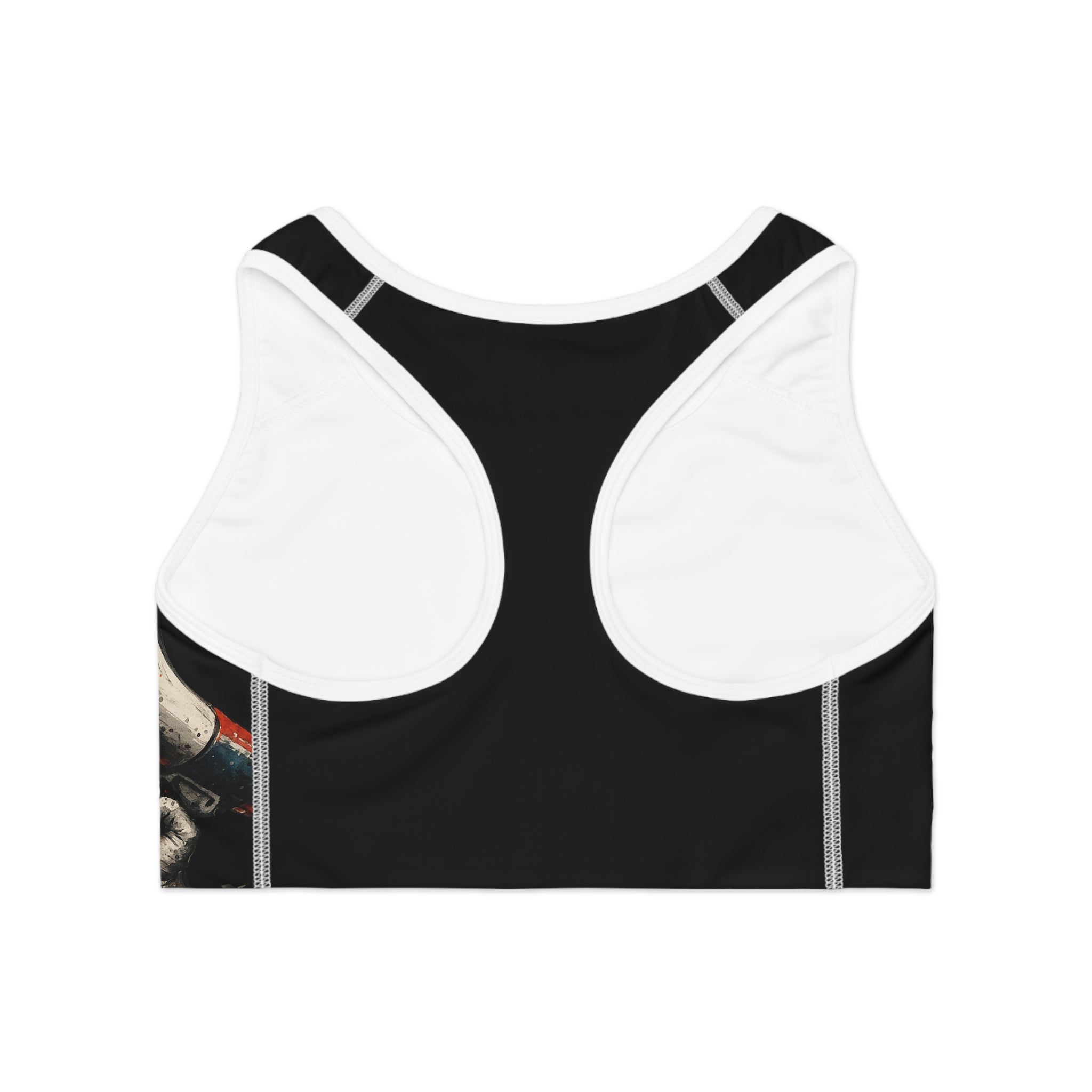 Colorful Skull Print Sports Bra, AOP Activewear, Gym Top, Workout Gear, Fitness Apparel, Unique Athletic Wear