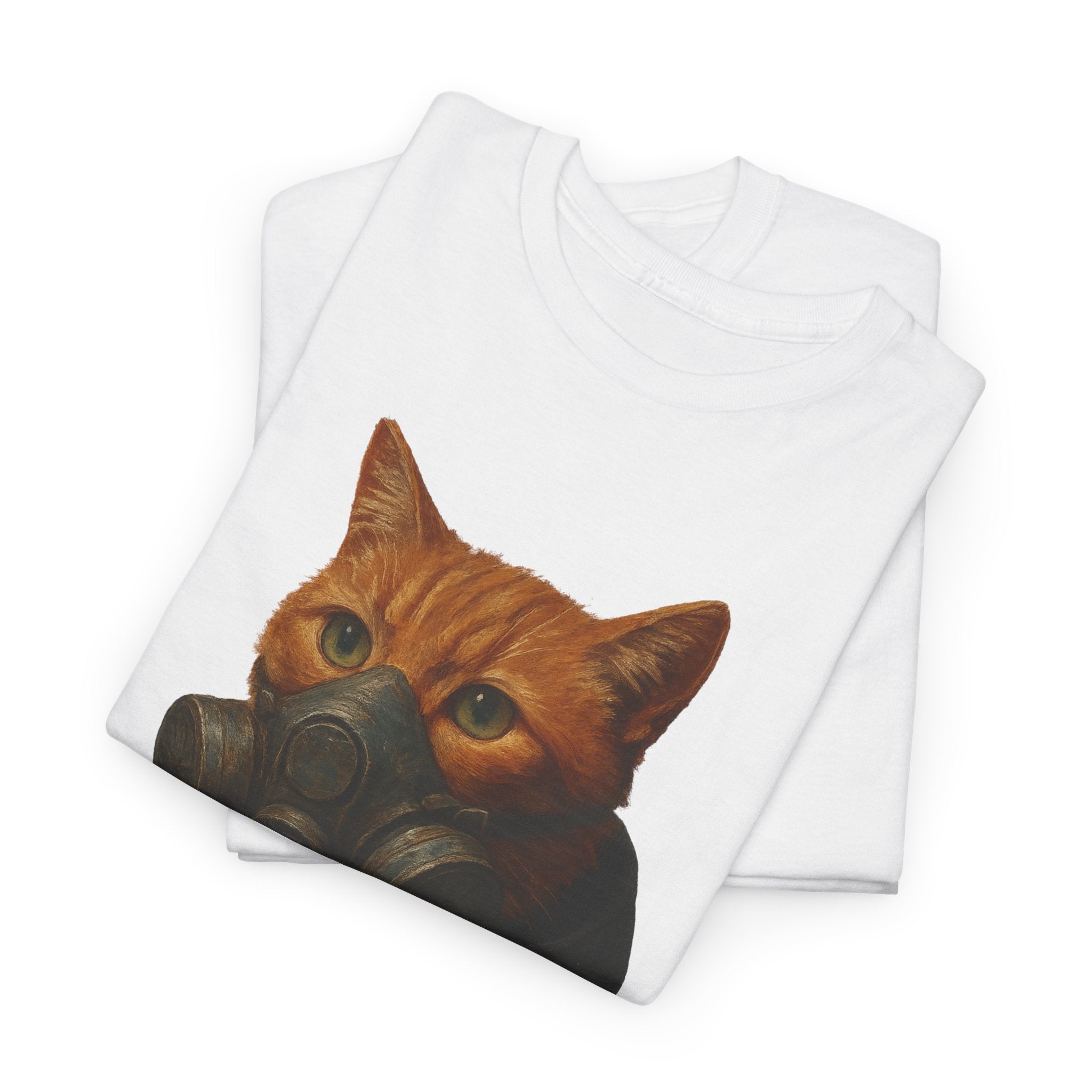 Unique Cat Art Tee, Unisex Heavy Cotton T-Shirt, Quirky Gift, Cat Lover Clothing, Pet Owner Apparel, Funny Graphic Tee