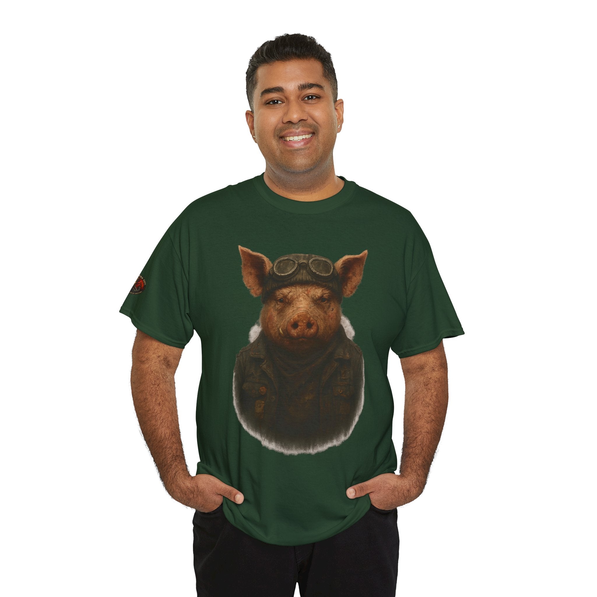 Aviator Pig Unisex Tee, Fun Graphic Shirt, Animal Lovers Gift, Casual Wear, Unique Design, Vintage Style T-Shirt