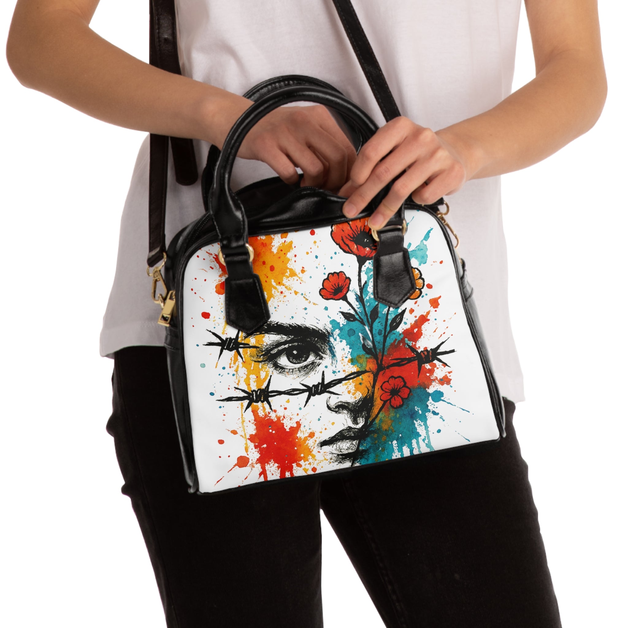 Vibrant Art Tote for Bold Individuals, Floral Shoulder Handbag, Statement Bag, Unique Gift for Art Lovers, Fashion Accessory