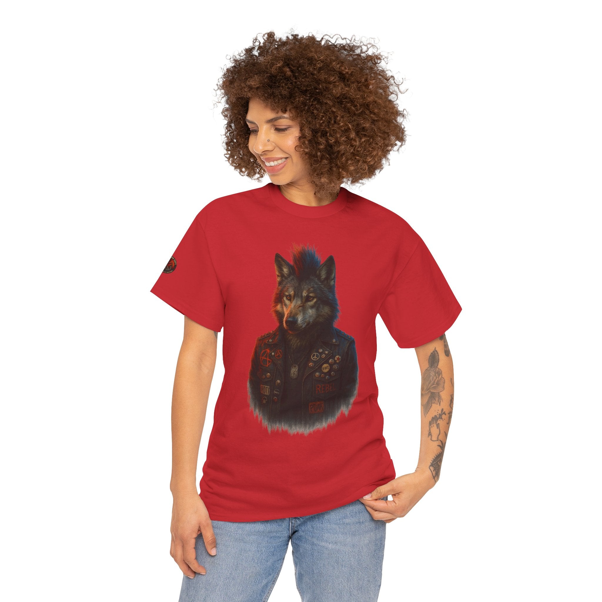 Wolf Art Unisex Heavy Cotton Tee, Graphic Tee, Casual Wear, Animal Lover Gift, Statement T-Shirt, Unique Fashion