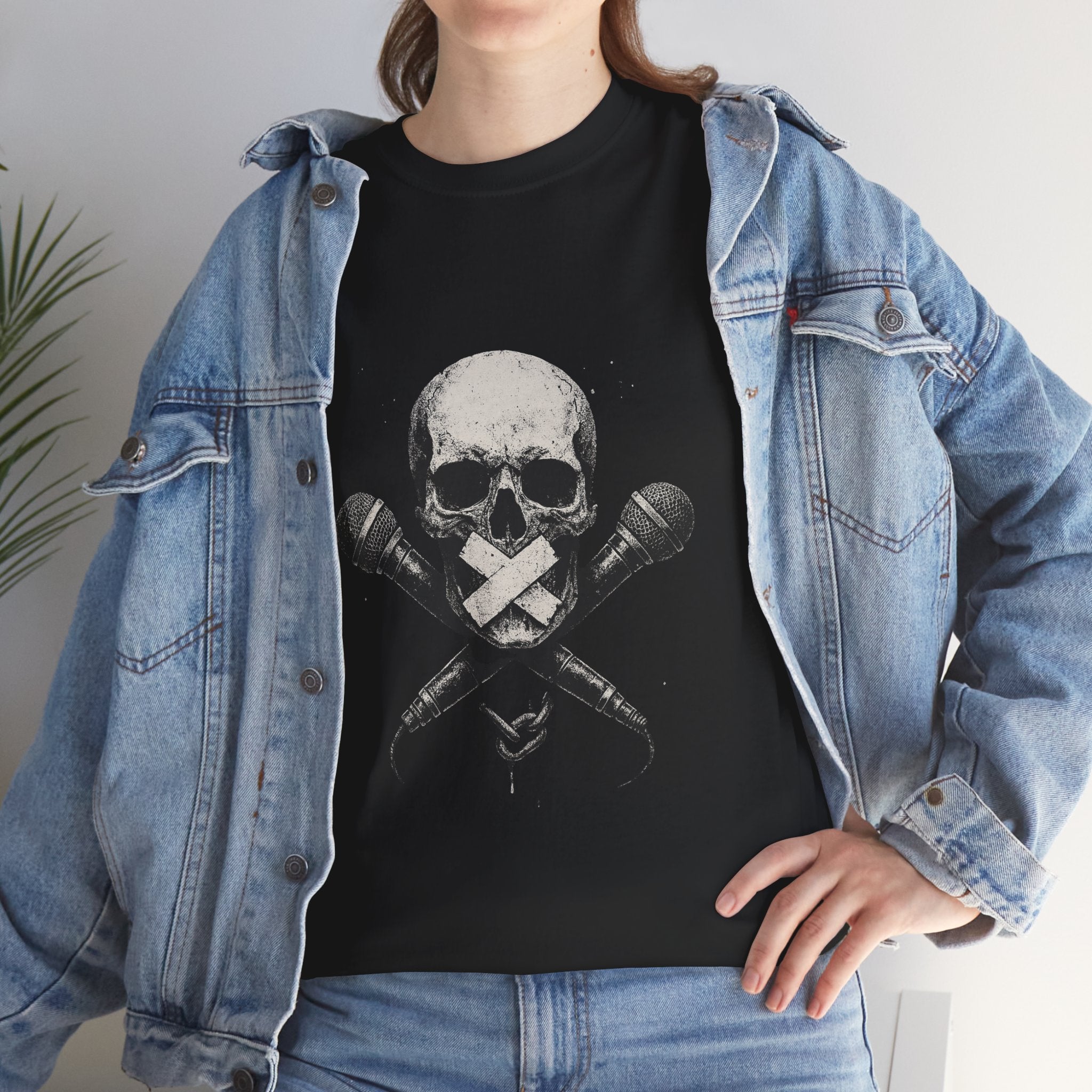Censorship Skull Microphone Unisex Heavy Cotton Tee