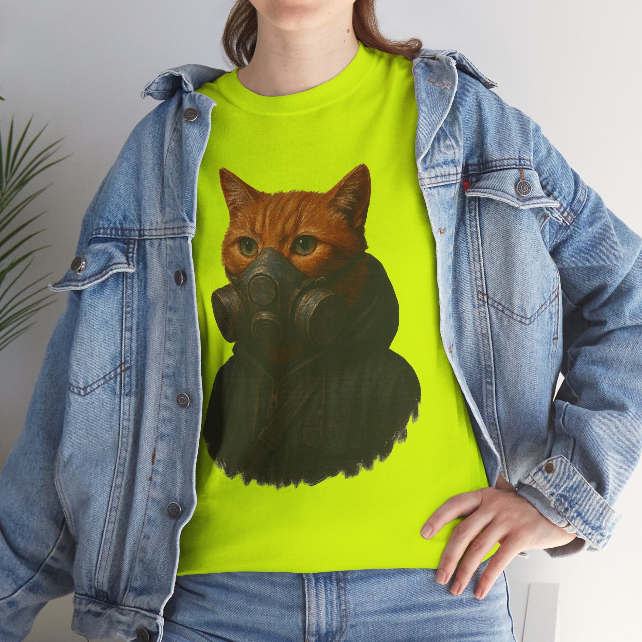 Unique Cat Art Tee, Unisex Heavy Cotton T-Shirt, Quirky Gift, Cat Lover Clothing, Pet Owner Apparel, Funny Graphic Tee