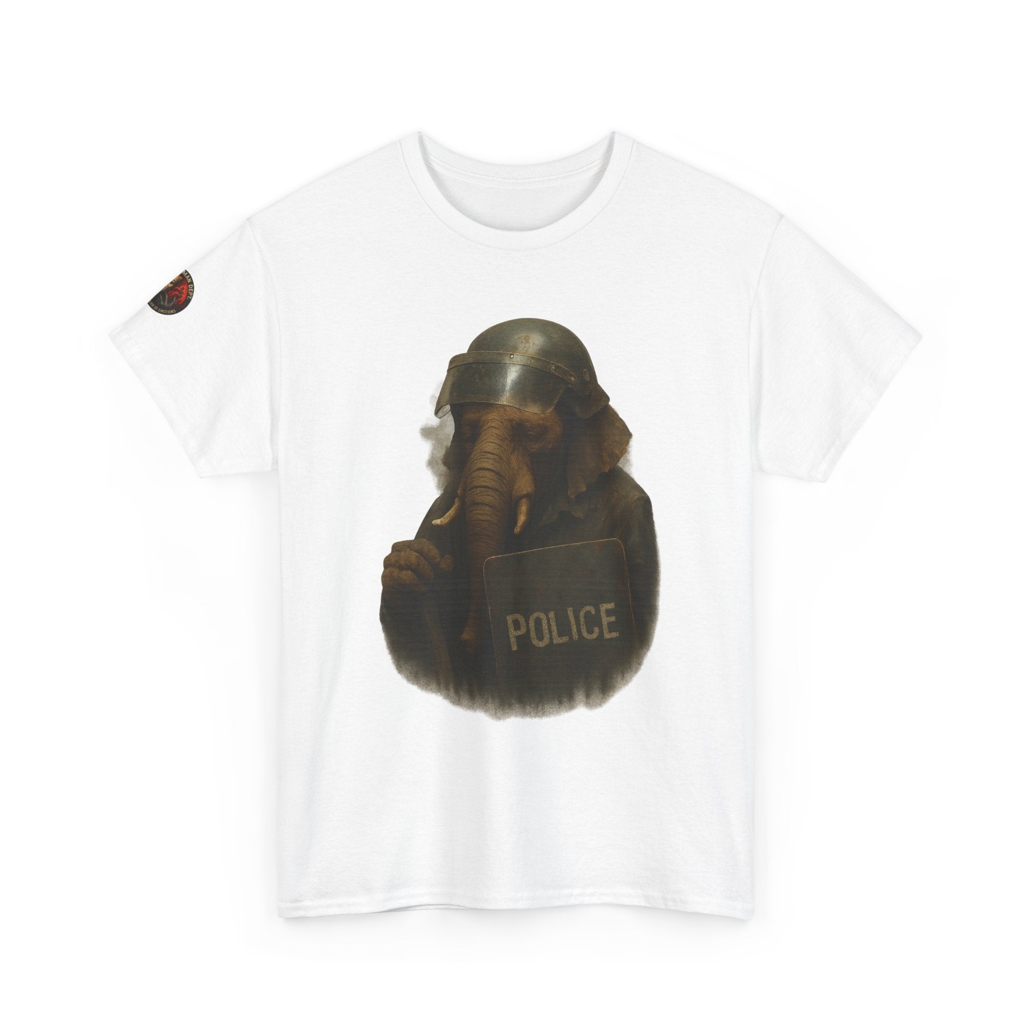Police Elephant Graphic Tee, Funny Animal T-Shirt, Unisex Cotton Tee, Gift for Animal Lovers, Quirky Statement Shirt