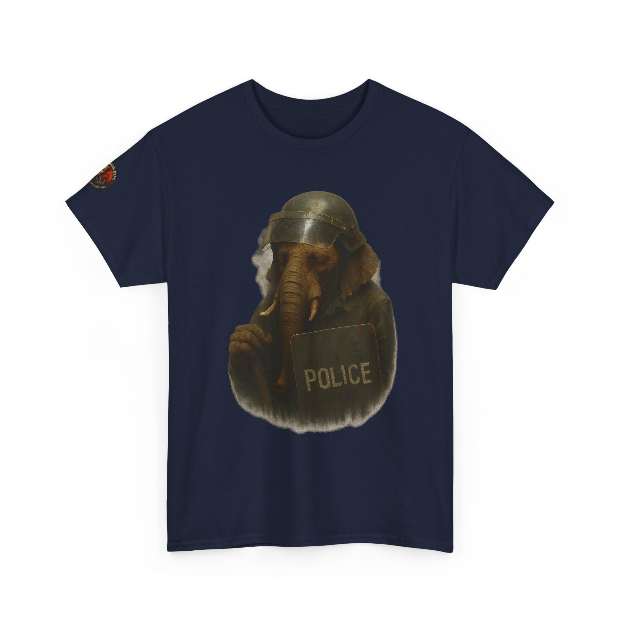 Police Elephant Graphic Tee, Funny Animal T-Shirt, Unisex Cotton Tee, Gift for Animal Lovers, Quirky Statement Shirt