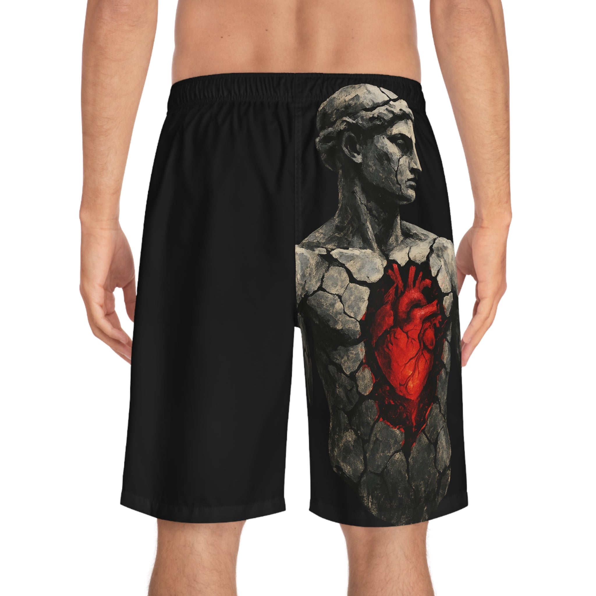 Meditative Men's Board Shorts, Artful Swimming Trunks, Beachwear for Mindfulness, Summer Vibes, Gift for Him, Vacation Essentials