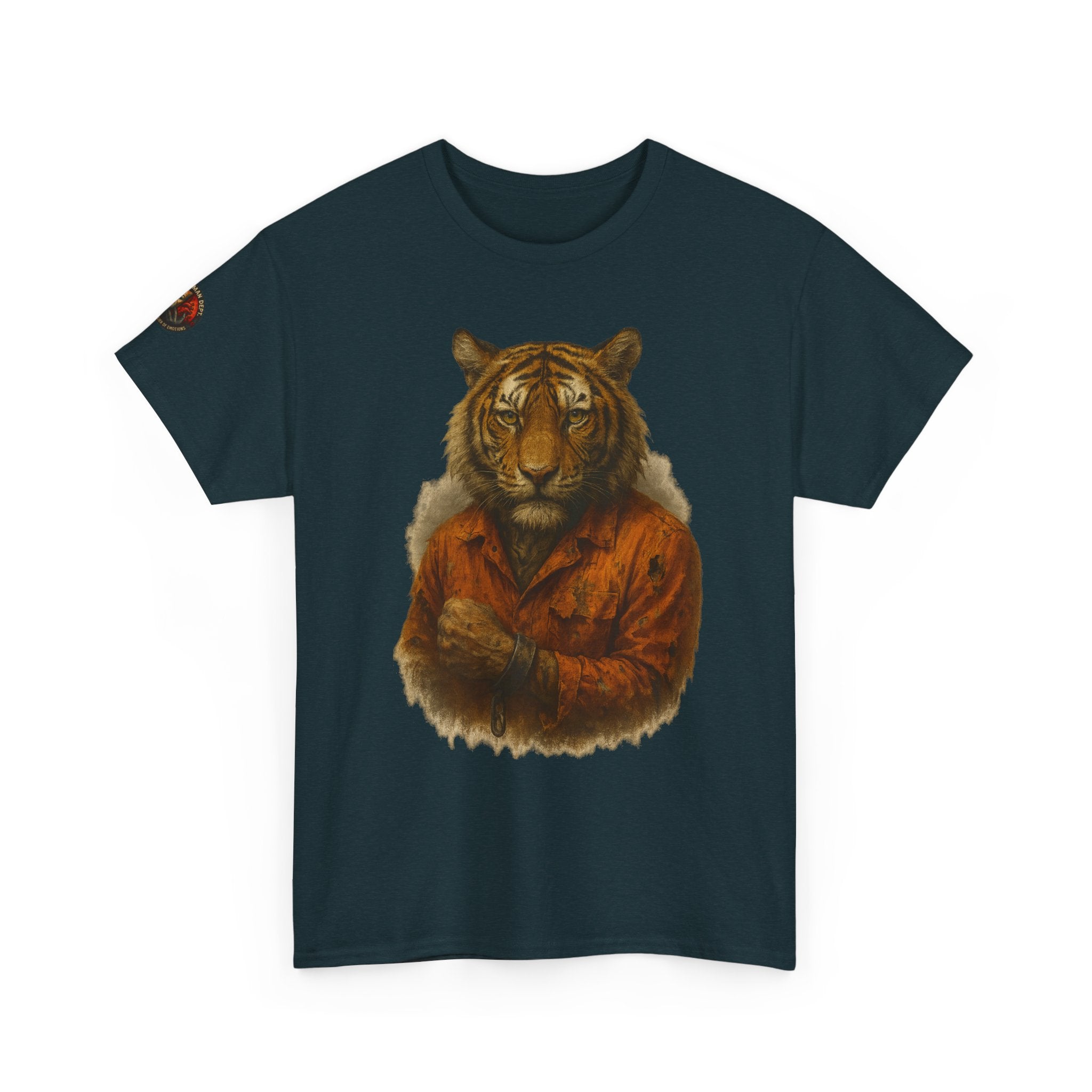 Tiger Character Unisex Heavy Cotton Tee, Casual Tee, Animal Lover Shirt, Unique Gift, Wildlife Art Tee