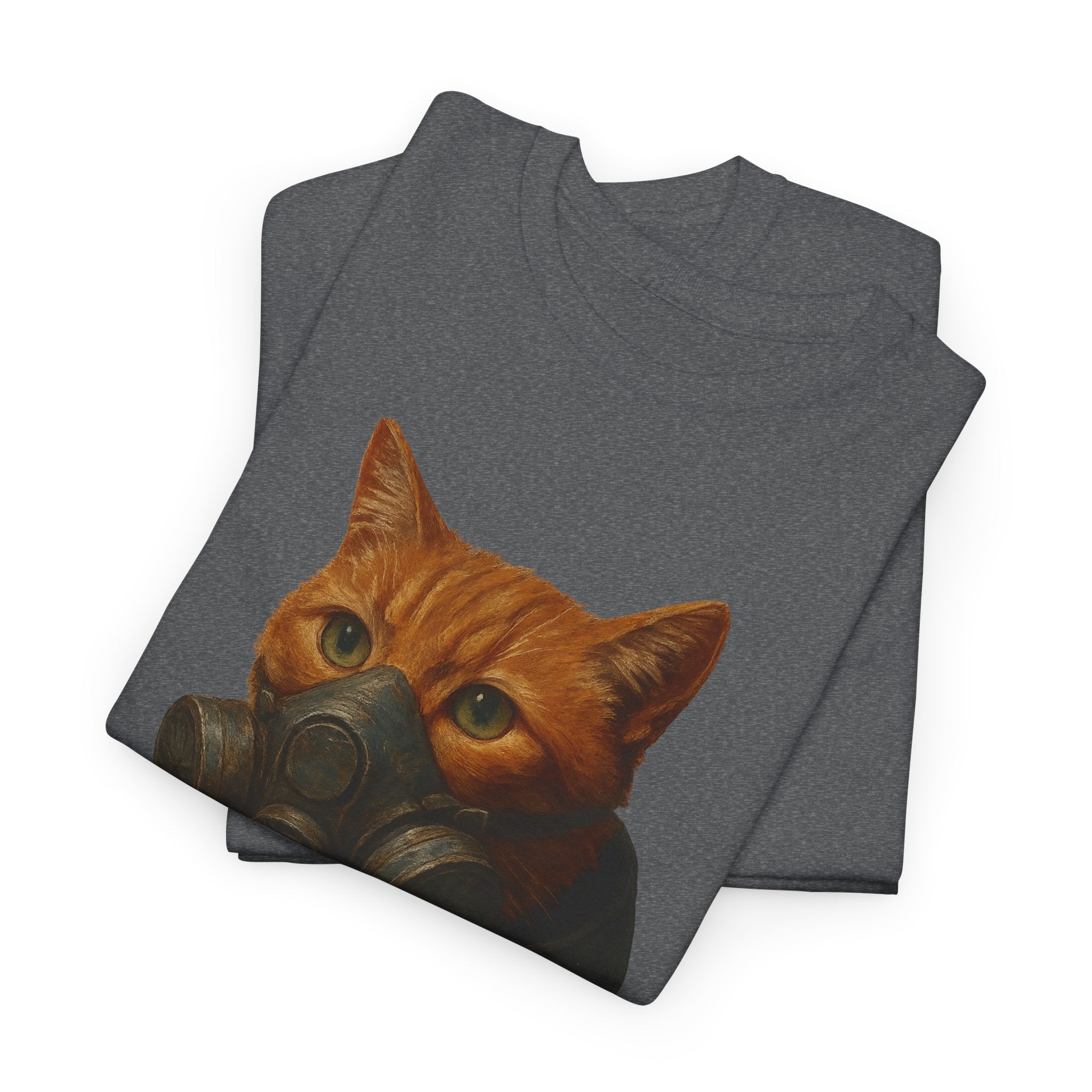 Unique Cat Art Tee, Unisex Heavy Cotton T-Shirt, Quirky Gift, Cat Lover Clothing, Pet Owner Apparel, Funny Graphic Tee