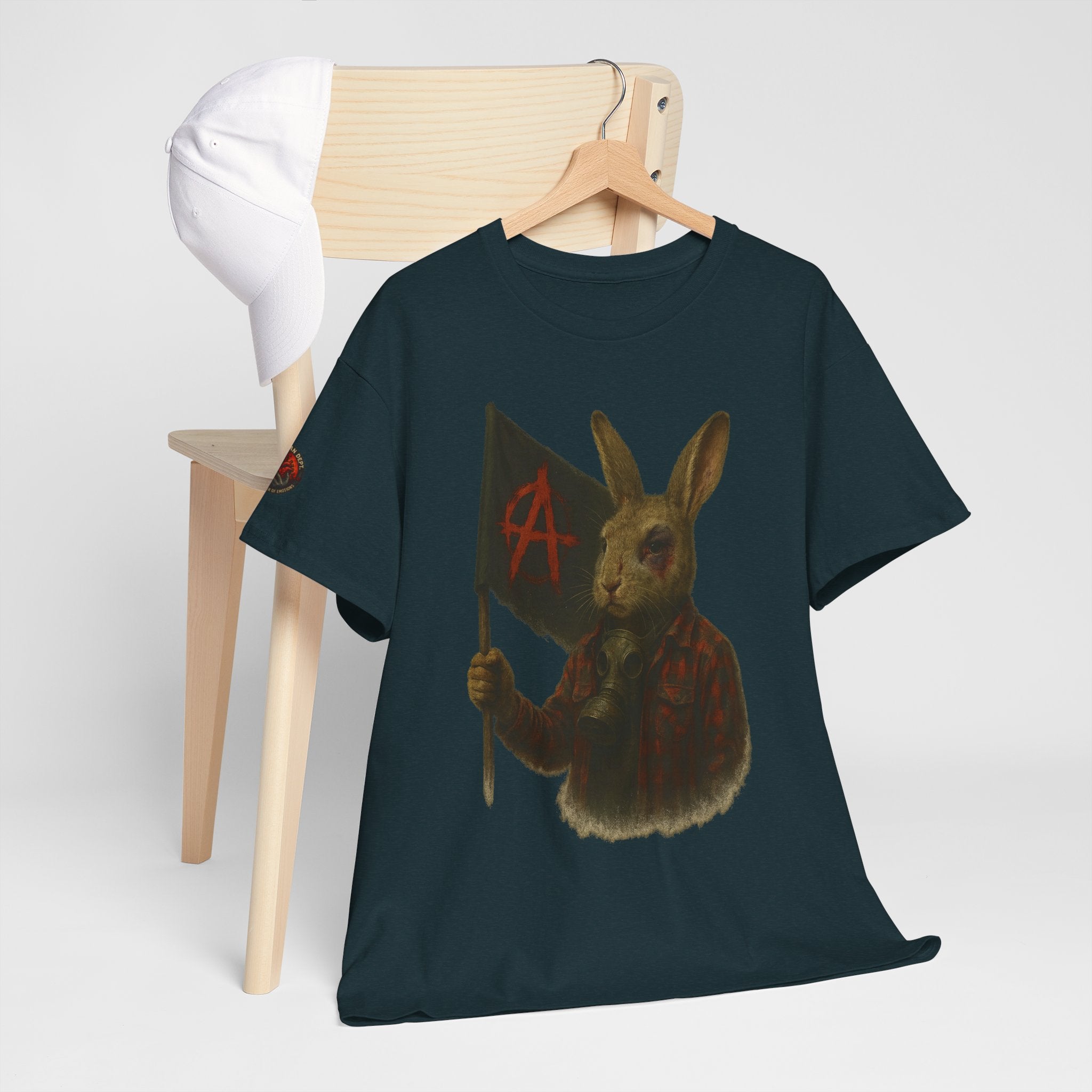 Rebellious Rabbit Art Tee, Cool Graphic Tee, Animal Lover Gift, Unisex Casual Shirt, Edgy Fashion Tee, Quirky Gift Idea