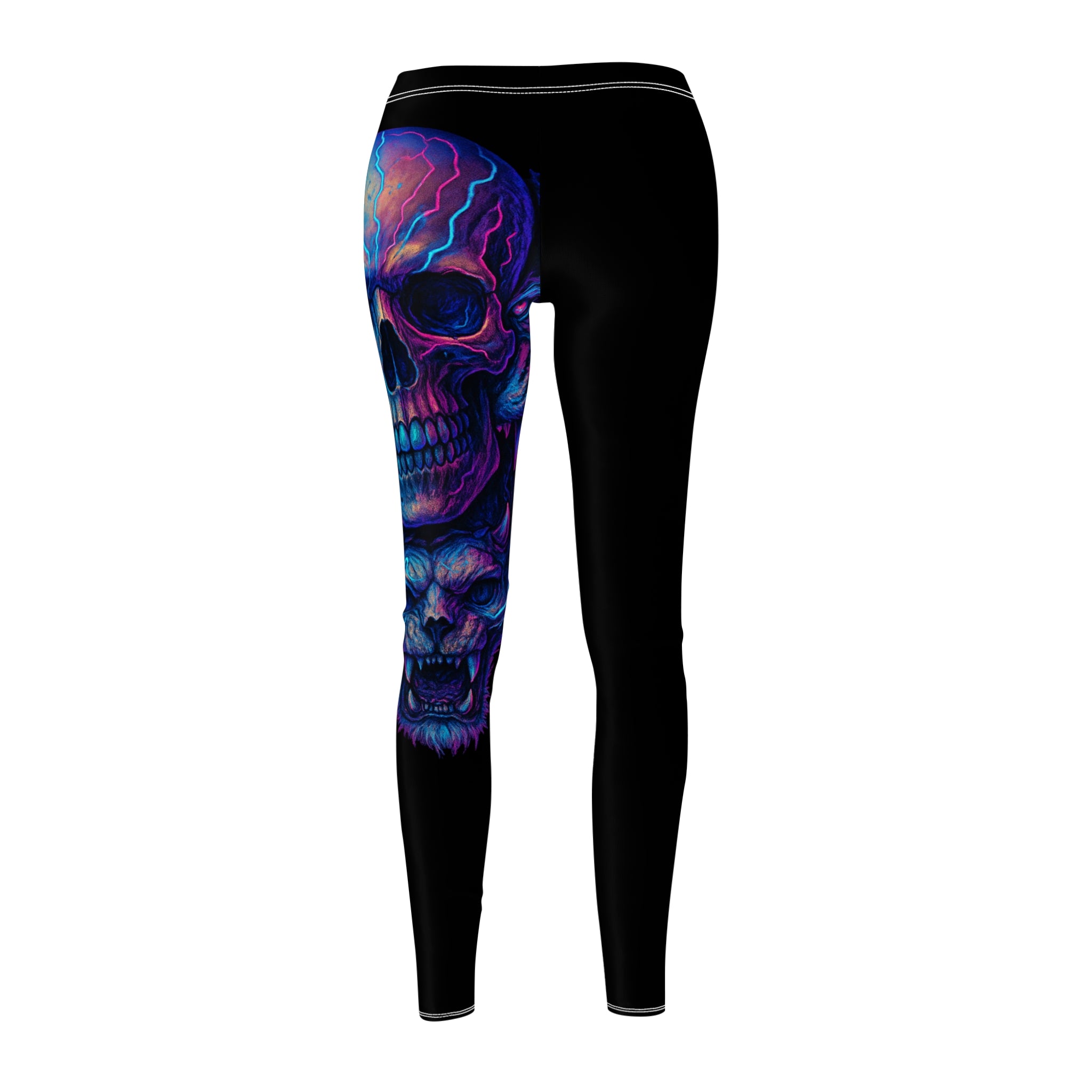 Vivid Skull & Wolf Print Leggings