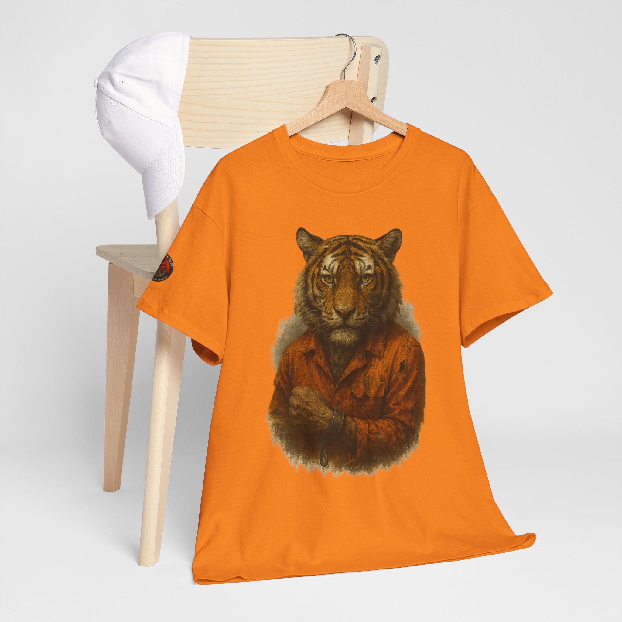 Tiger Character Unisex Heavy Cotton Tee, Casual Tee, Animal Lover Shirt, Unique Gift, Wildlife Art Tee