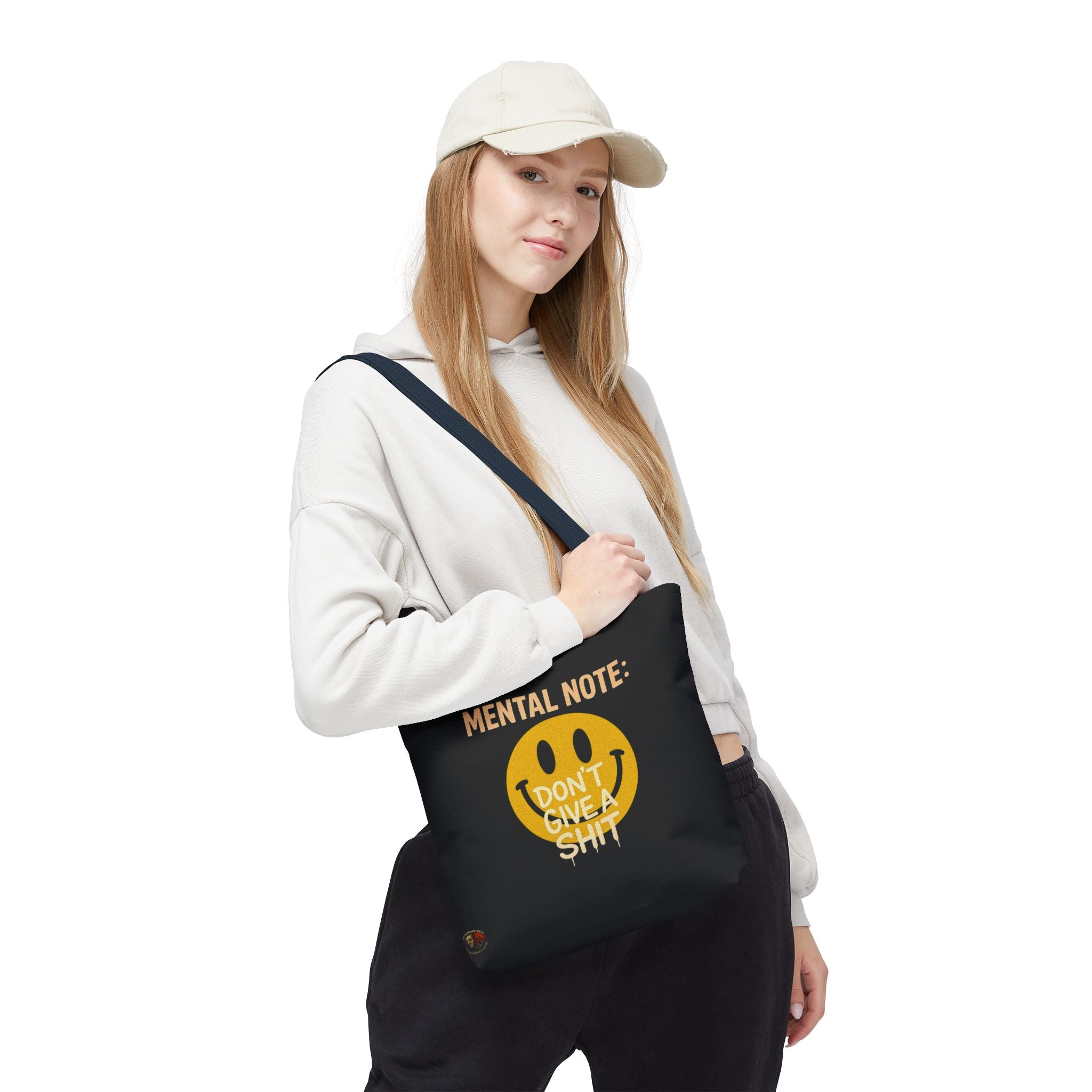 Smiley Face Tote Bag, Motivational Bag, Eco-Friendly Shopper, Gift for Friends, Everyday Use, Mental Note Design