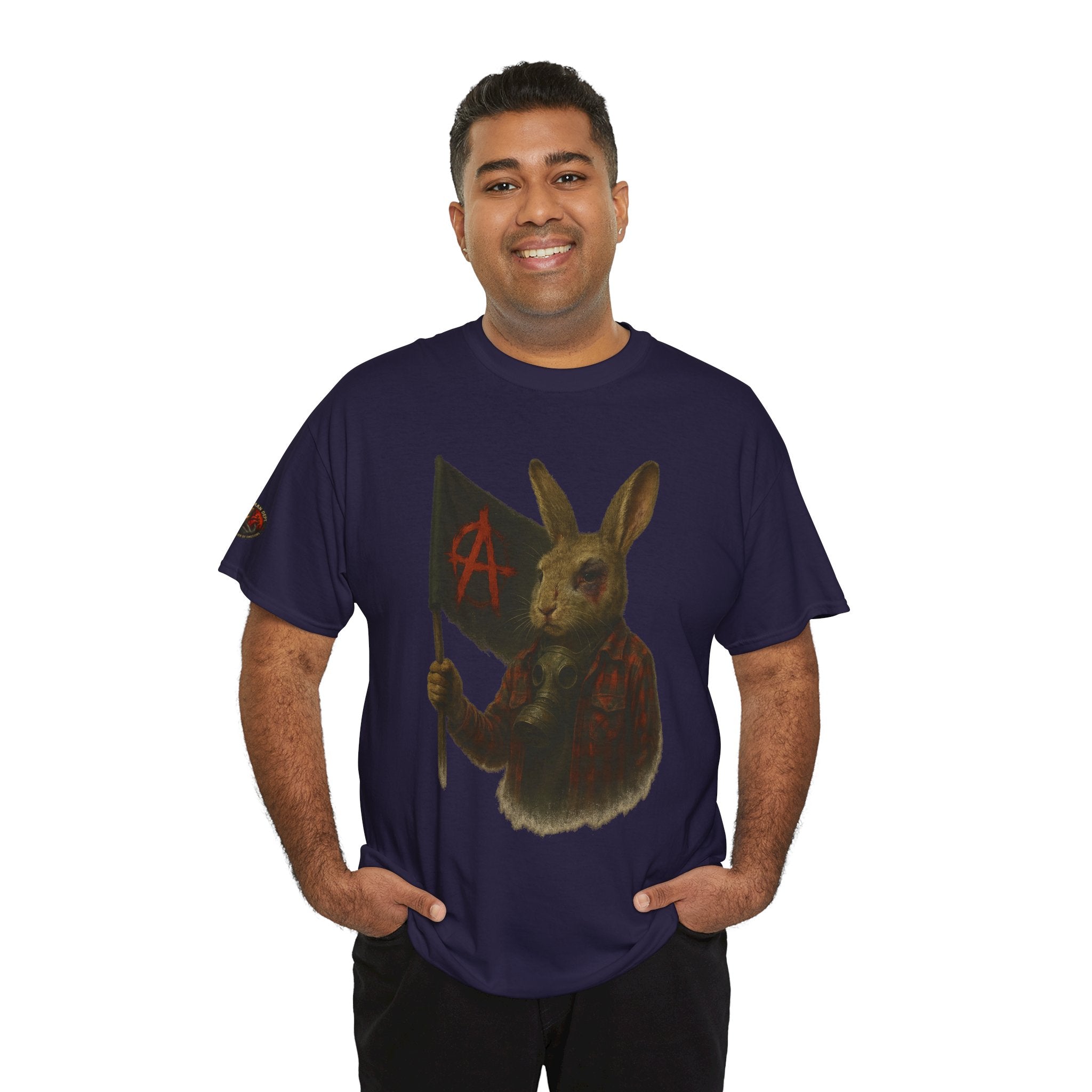 Rebellious Rabbit Art Tee, Cool Graphic Tee, Animal Lover Gift, Unisex Casual Shirt, Edgy Fashion Tee, Quirky Gift Idea