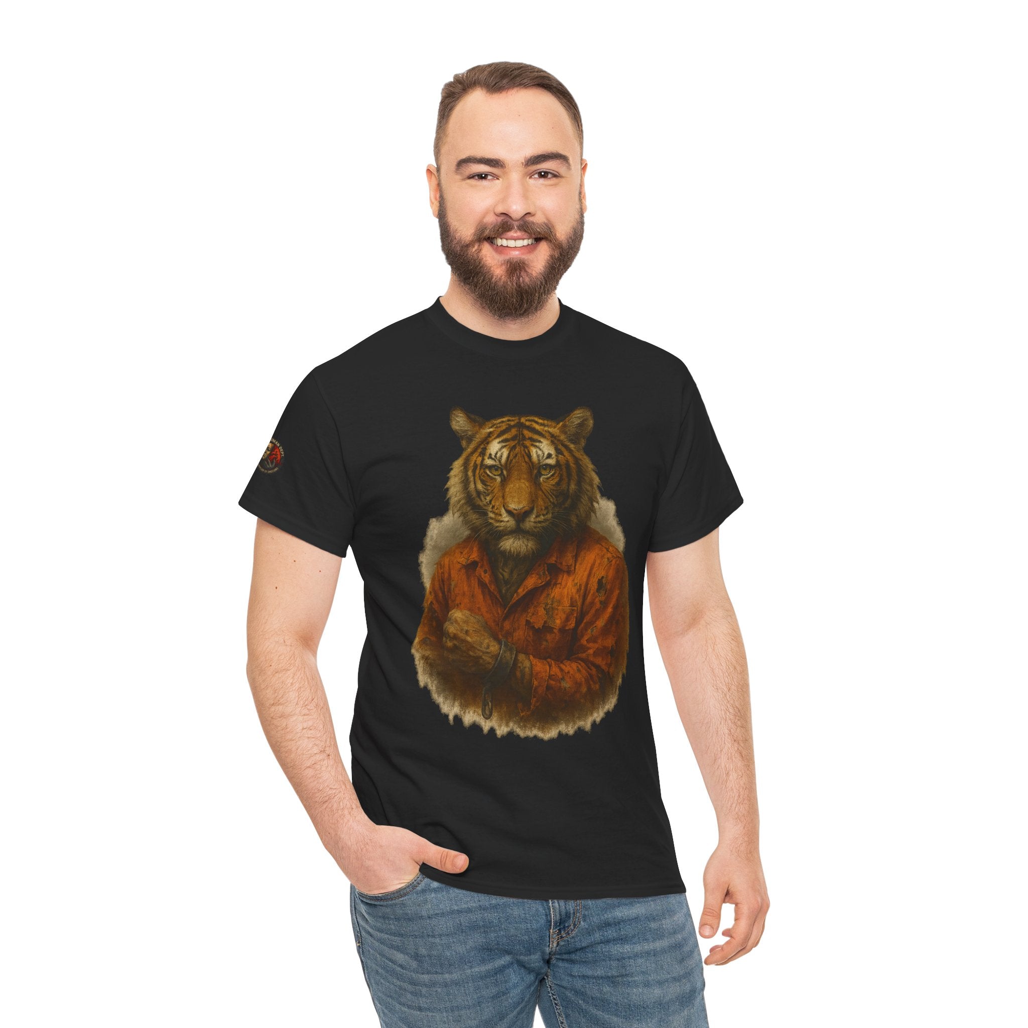 Tiger Character Unisex Heavy Cotton Tee, Casual Tee, Animal Lover Shirt, Unique Gift, Wildlife Art Tee