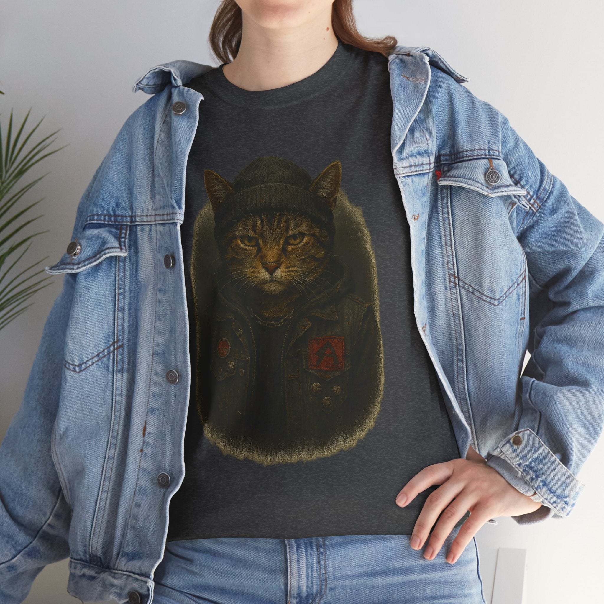Cat-Inspired Unisex Heavy Cotton Tee, Cute Cat Shirt, Graphic Tee Gift, Animal Lover Apparel, Fun Everyday Wear, Casual Gift