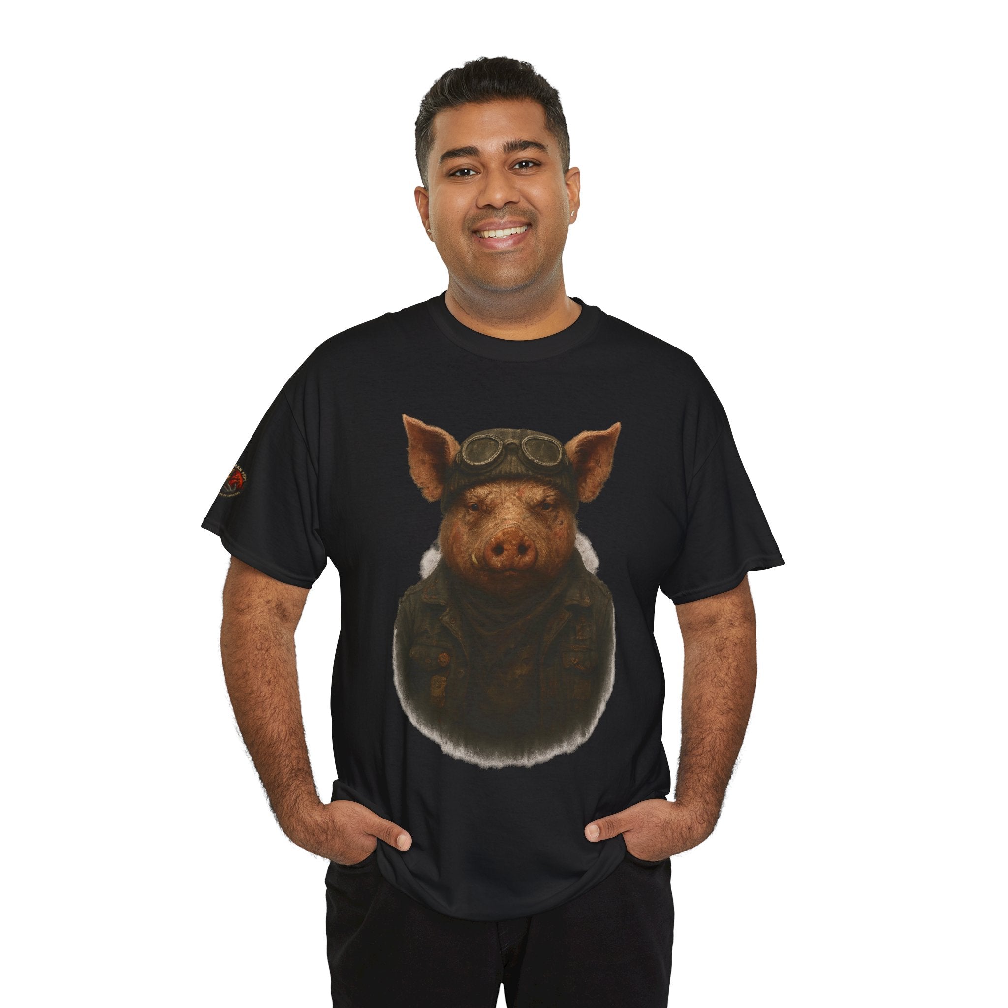 Aviator Pig Unisex Tee, Fun Graphic Shirt, Animal Lovers Gift, Casual Wear, Unique Design, Vintage Style T-Shirt