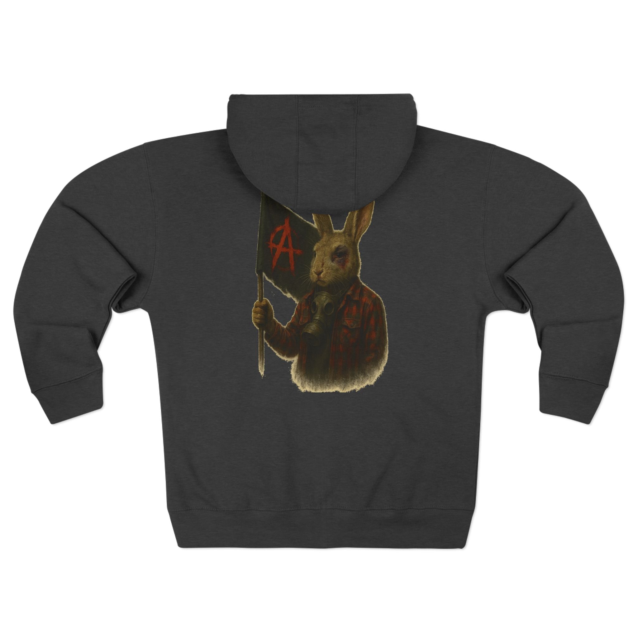 Rebel Rabbit Unisex Zip Hoodie, Cozy Gift, Streetwear, Casual Fashion, Unique Animal Design, Everyday Wear, Perfect for Festivals