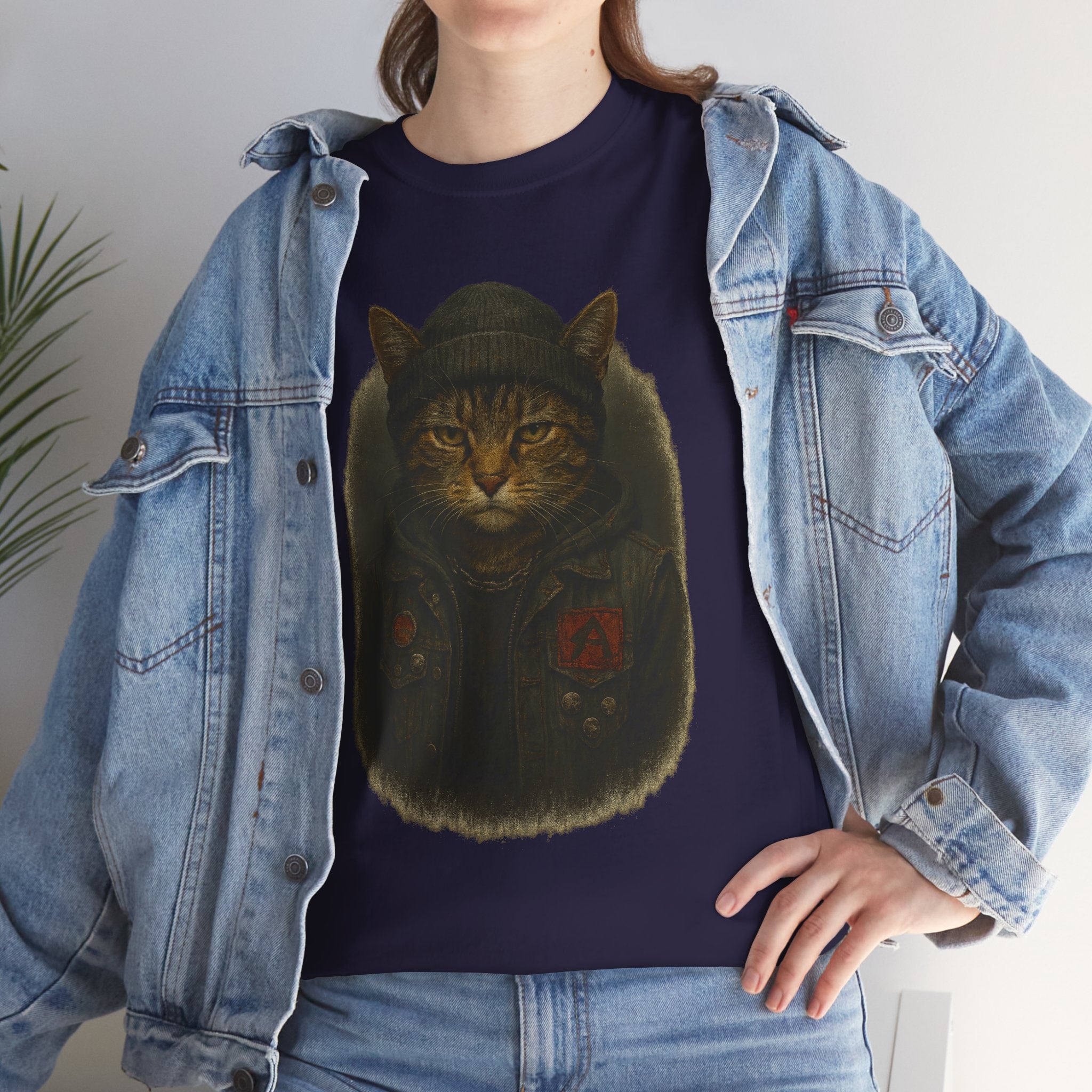 Cat-Inspired Unisex Heavy Cotton Tee, Cute Cat Shirt, Graphic Tee Gift, Animal Lover Apparel, Fun Everyday Wear, Casual Gift