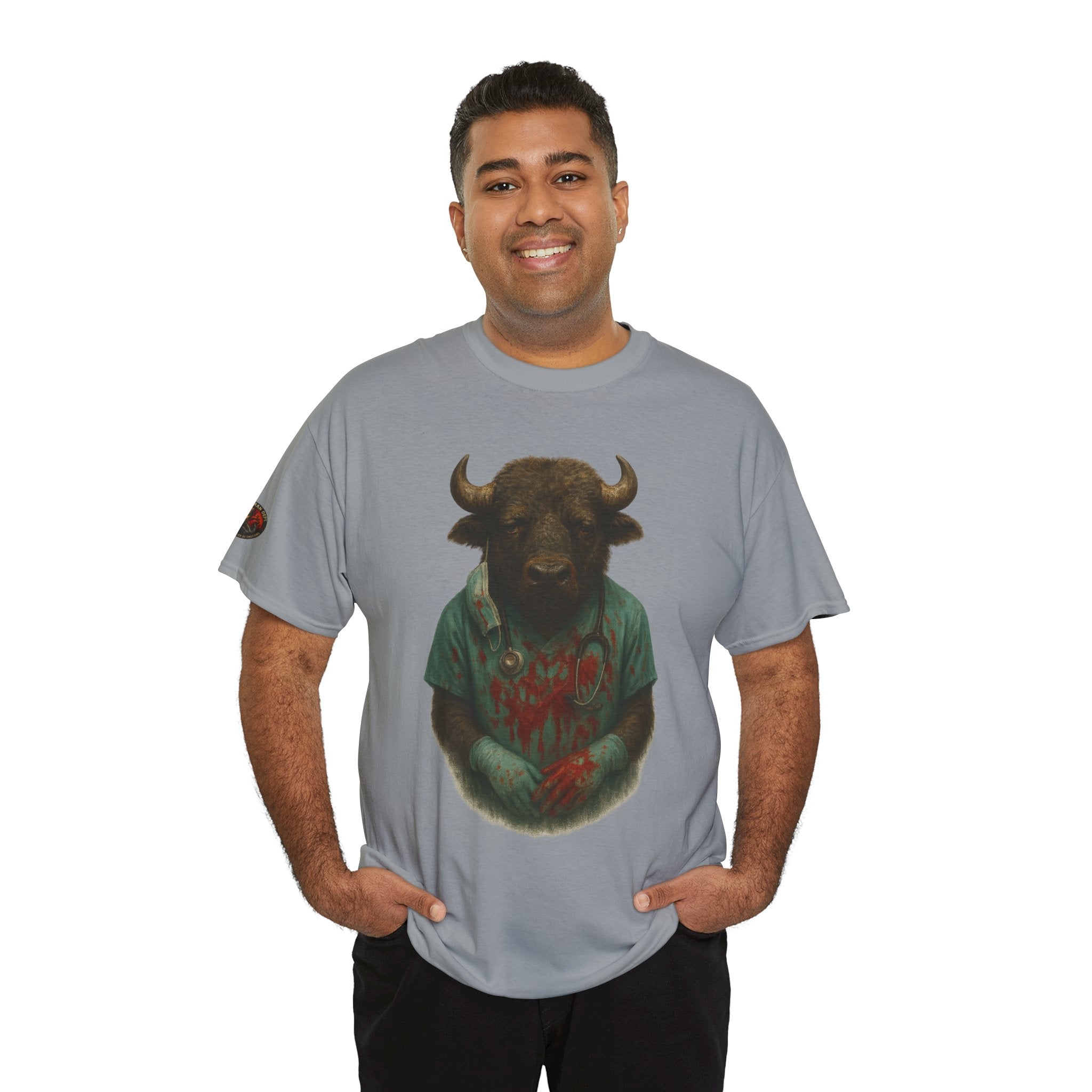 Artistic Graphic Tee, Bull T-Shirt, Unique Animal Design Shirt, Casual Wear, Gift for Animal Lovers