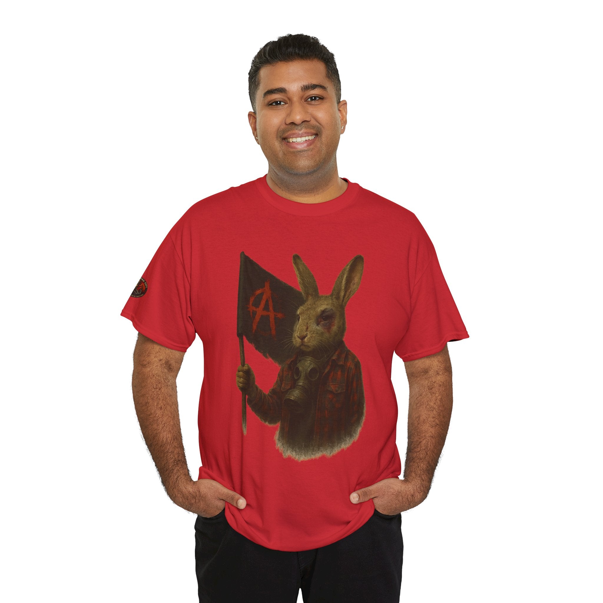 Rebellious Rabbit Art Tee, Cool Graphic Tee, Animal Lover Gift, Unisex Casual Shirt, Edgy Fashion Tee, Quirky Gift Idea