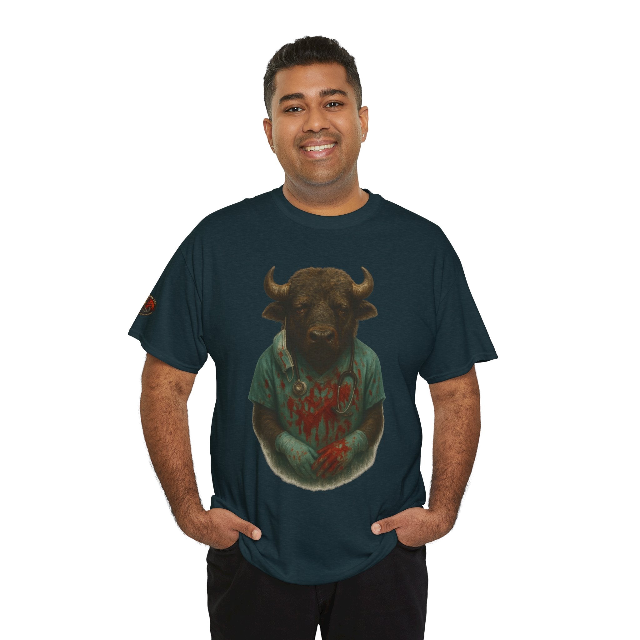 Artistic Graphic Tee, Bull T-Shirt, Unique Animal Design Shirt, Casual Wear, Gift for Animal Lovers