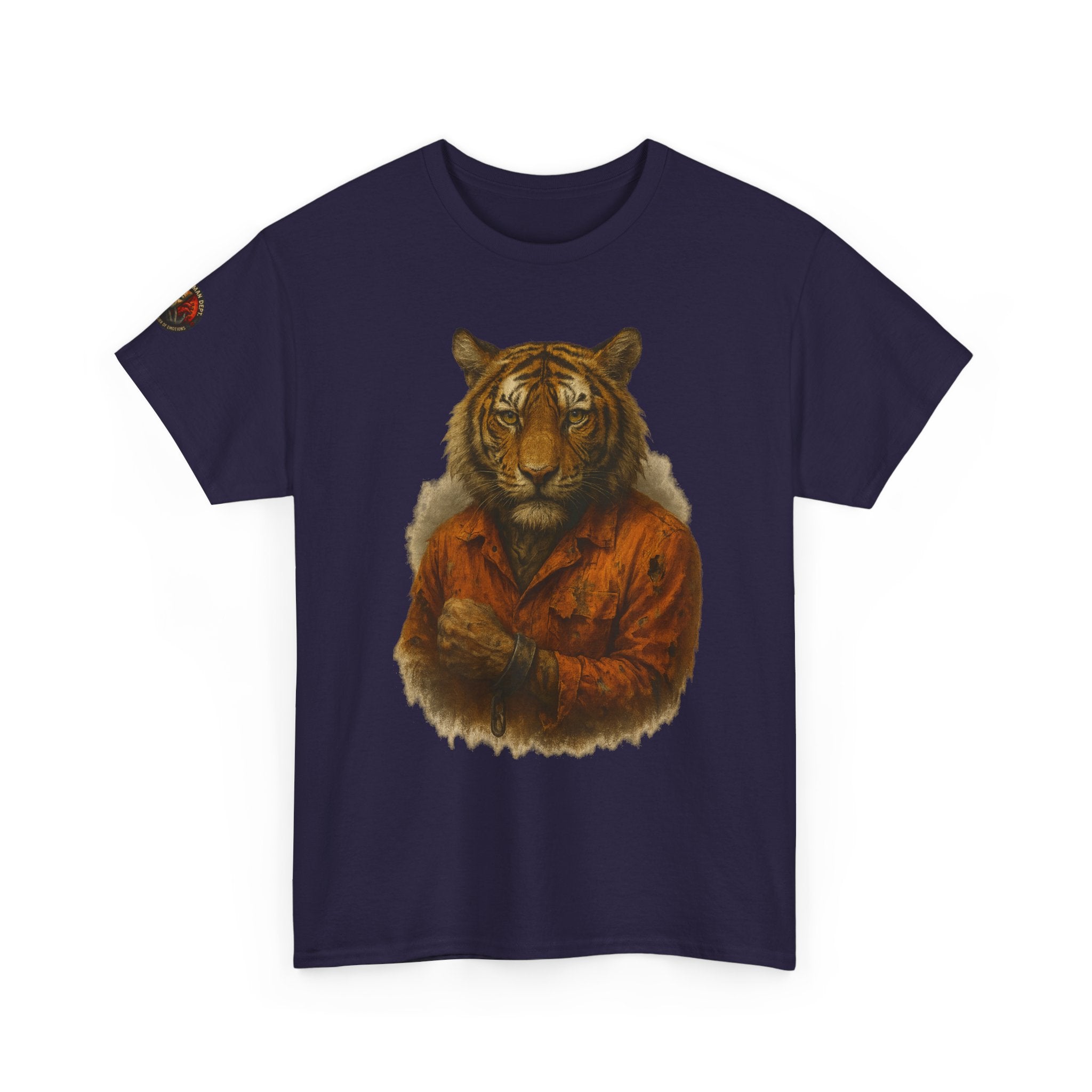Tiger Character Unisex Heavy Cotton Tee, Casual Tee, Animal Lover Shirt, Unique Gift, Wildlife Art Tee