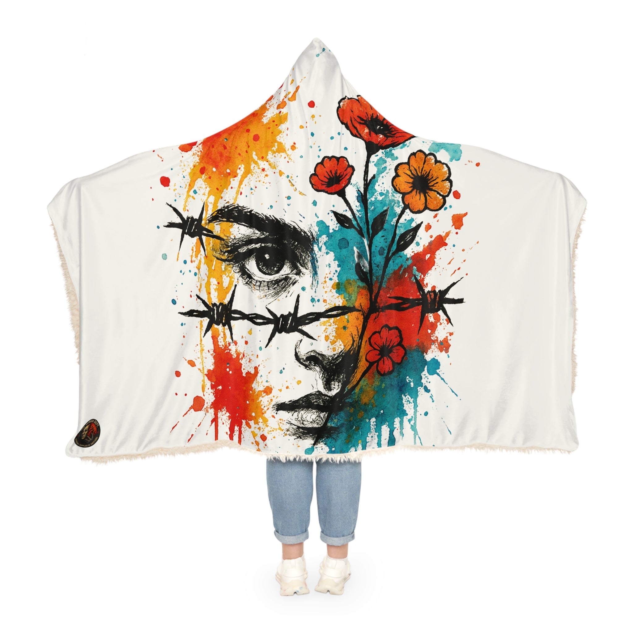 Vibrant Art Hoodie Blanket, Cozy Gift, Home Decor, Comfort Blanket, Warm Throw, Unique Artwork, Gift for Her