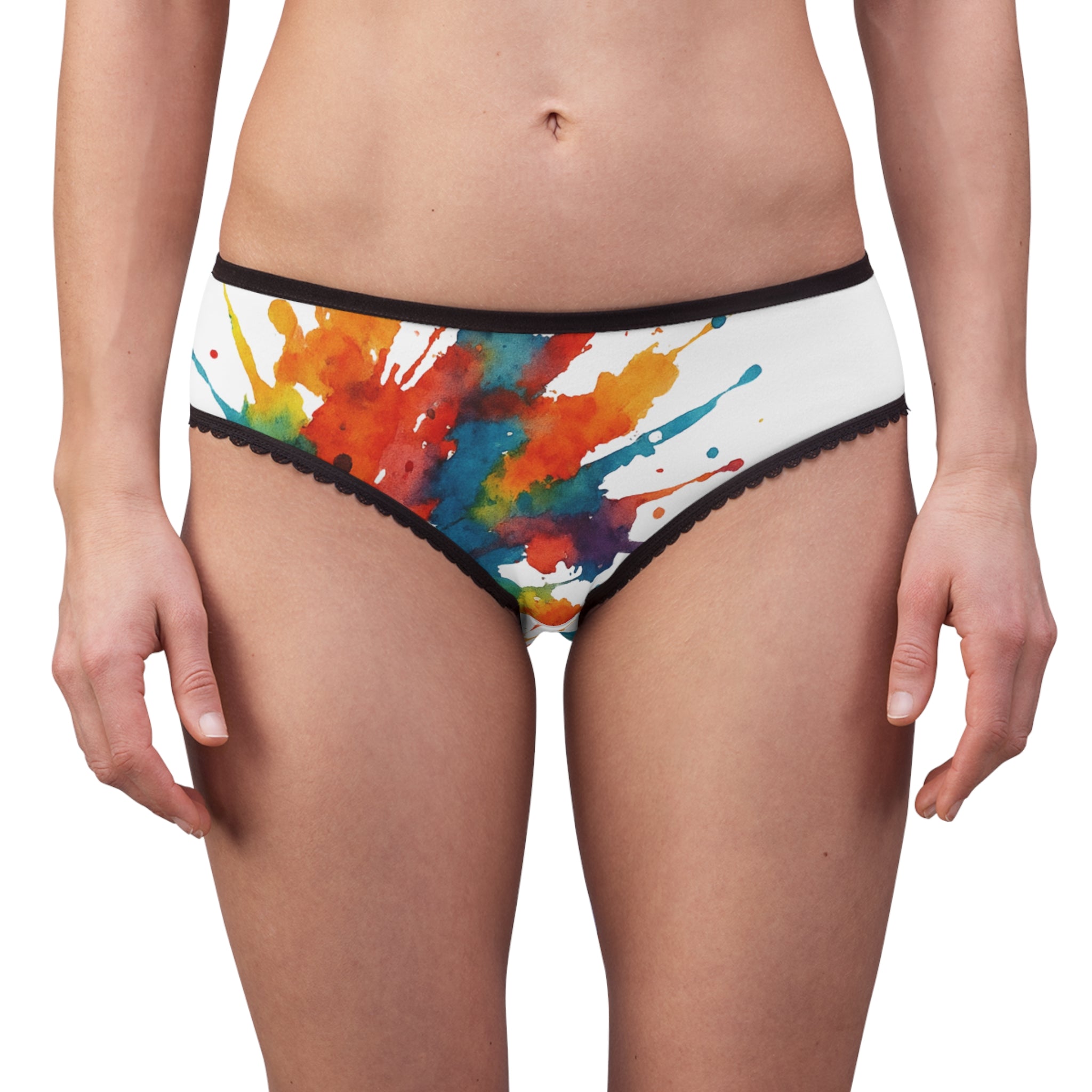 Vibrant Art Print Women's Briefs, Colorful Underwear, Floral Hipster Panties, Splash of Color Lingerie, Unique Gift for Her
