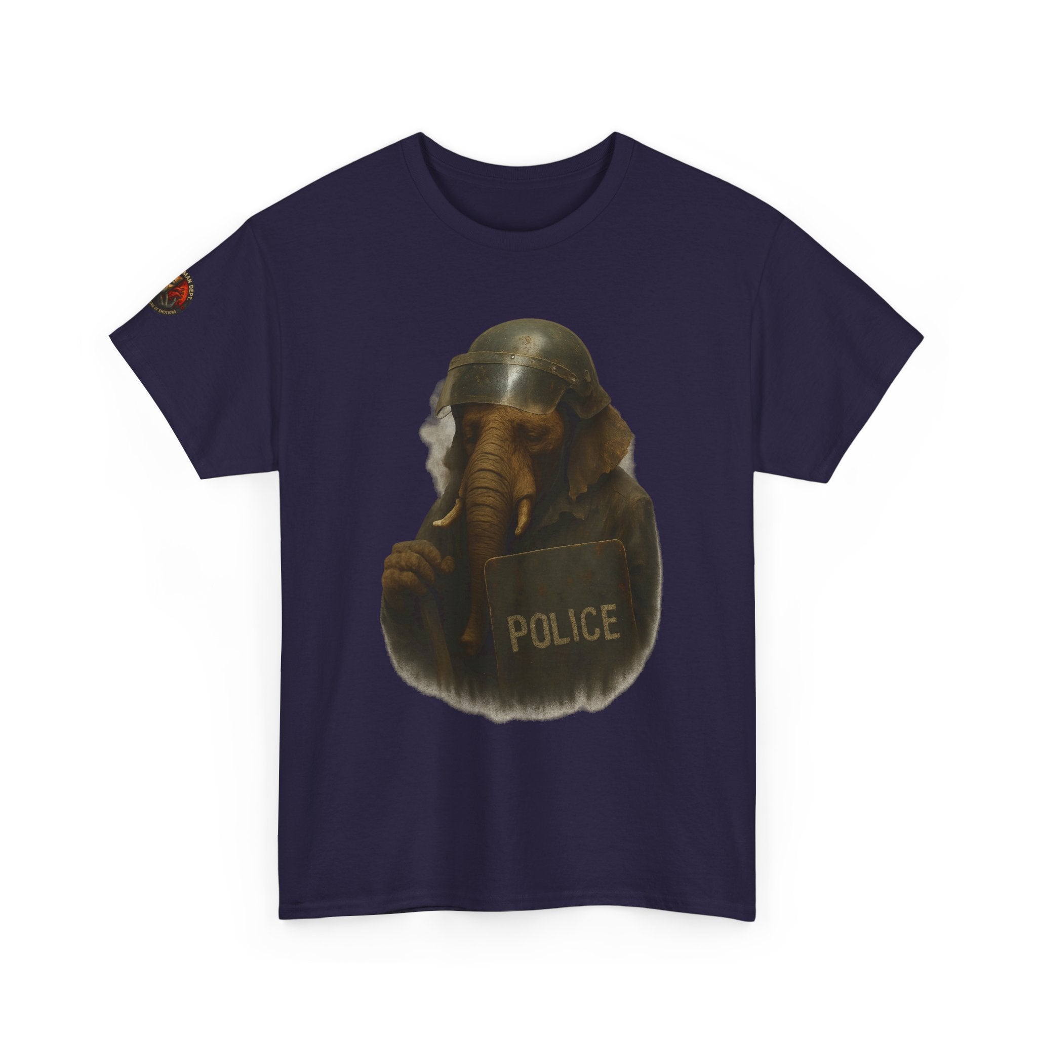 Police Elephant Graphic Tee, Funny Animal T-Shirt, Unisex Cotton Tee, Gift for Animal Lovers, Quirky Statement Shirt