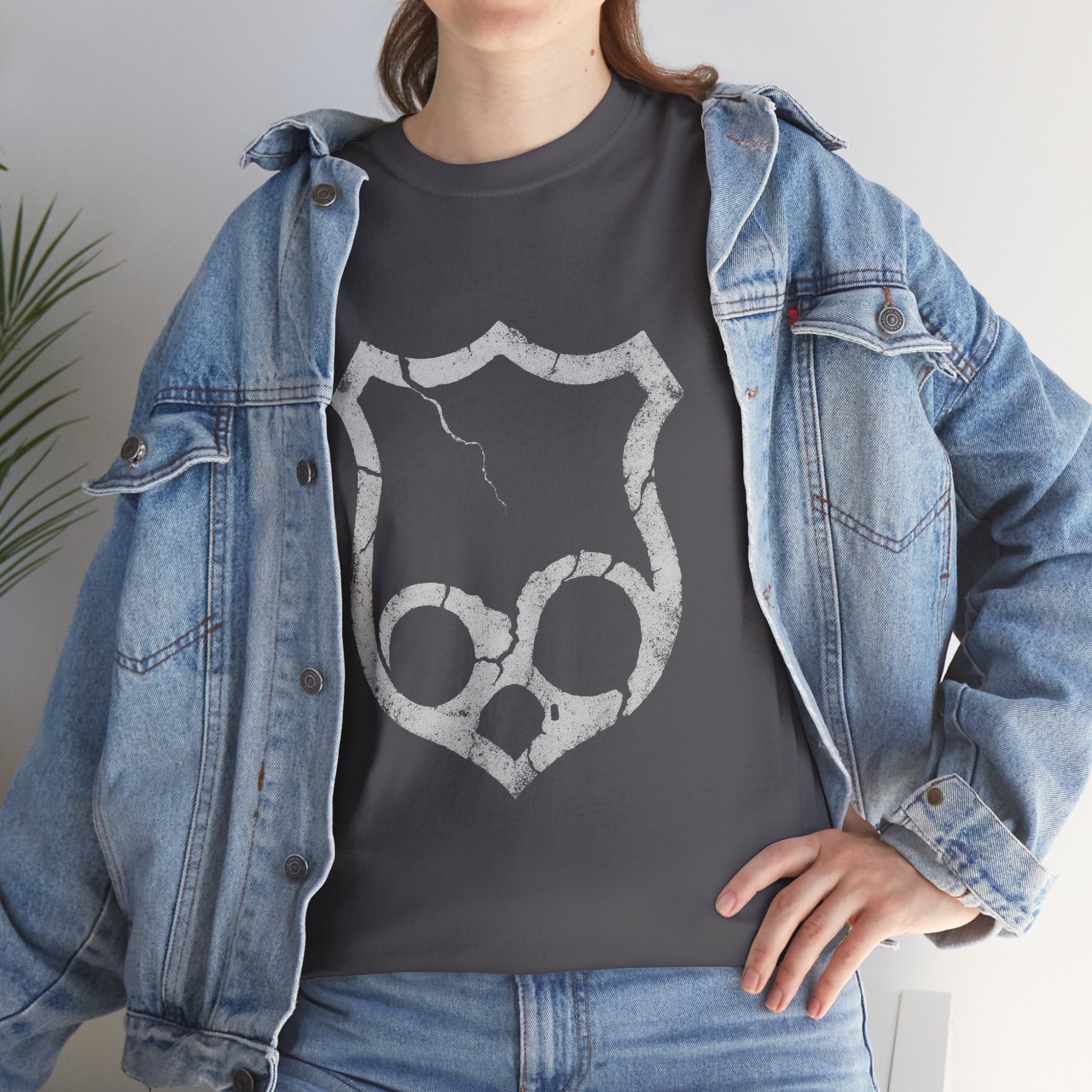 Cracked Shield Graphic Tee - Unisex Heavy Cotton T-Shirt